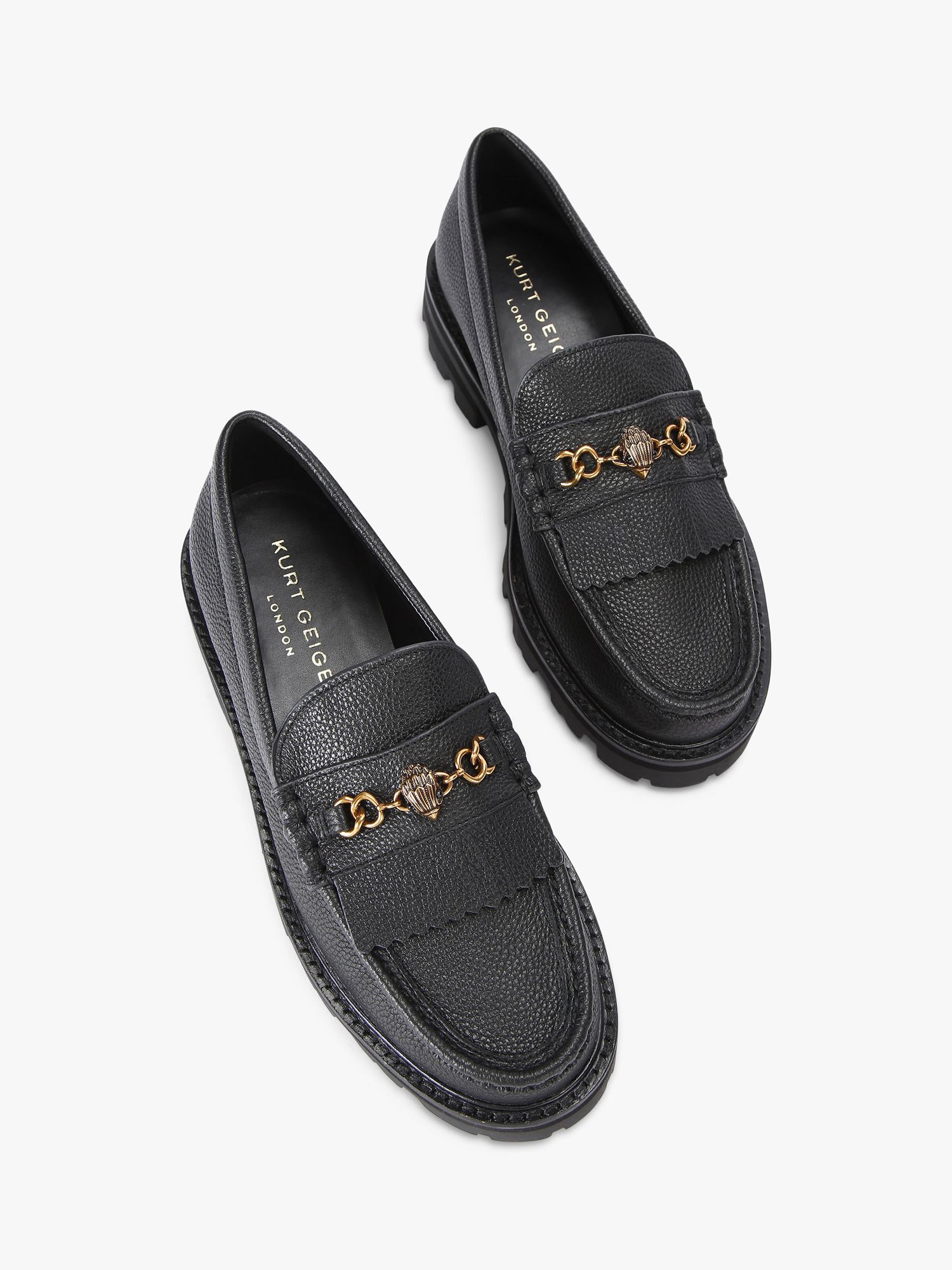 Kurt Geiger London Carnaby Leather Chunky Loafers, Black at John