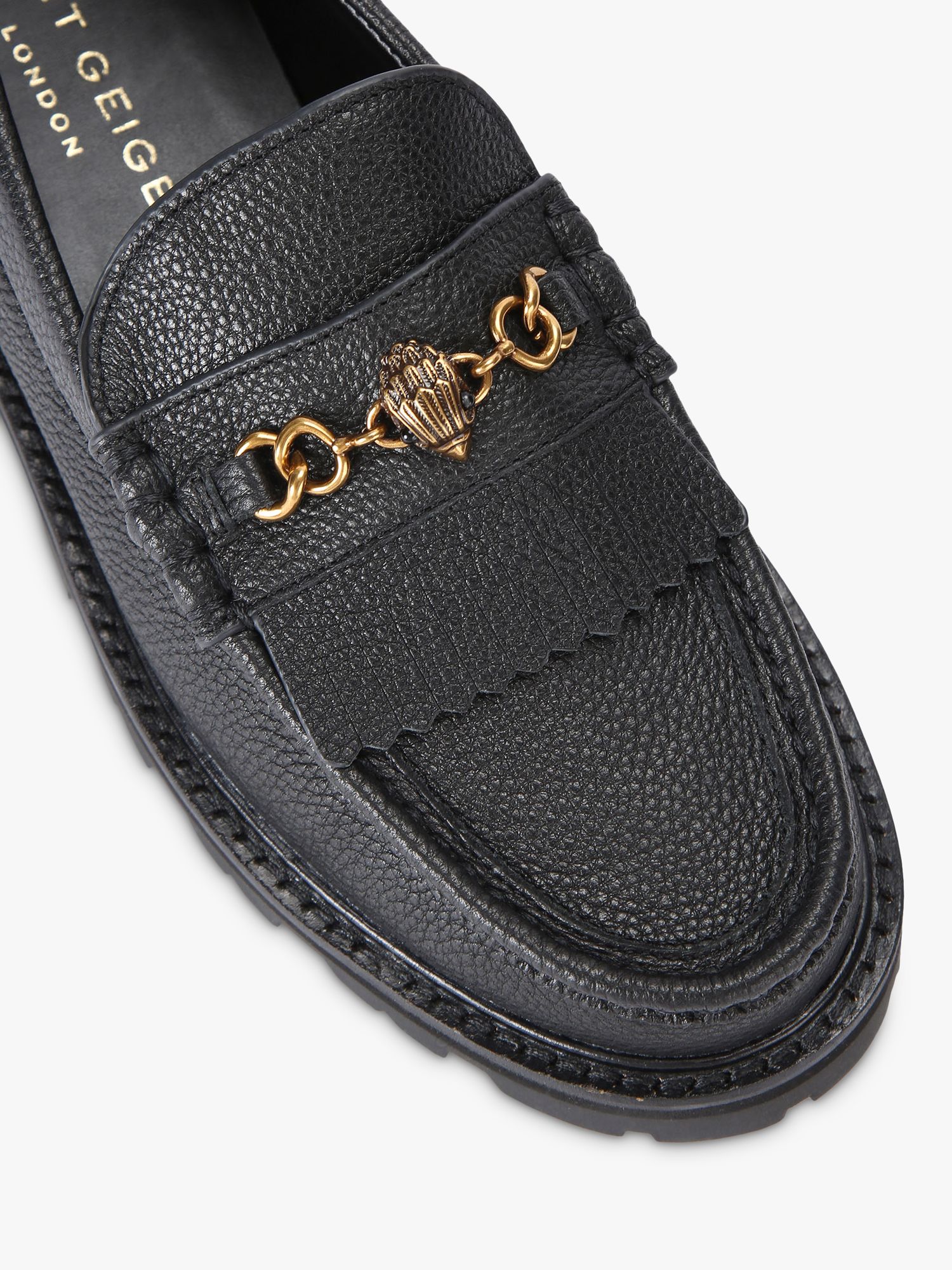 Buy Kurt Geiger London Carnaby Leather Chunky Loafers, Black Online at johnlewis.com