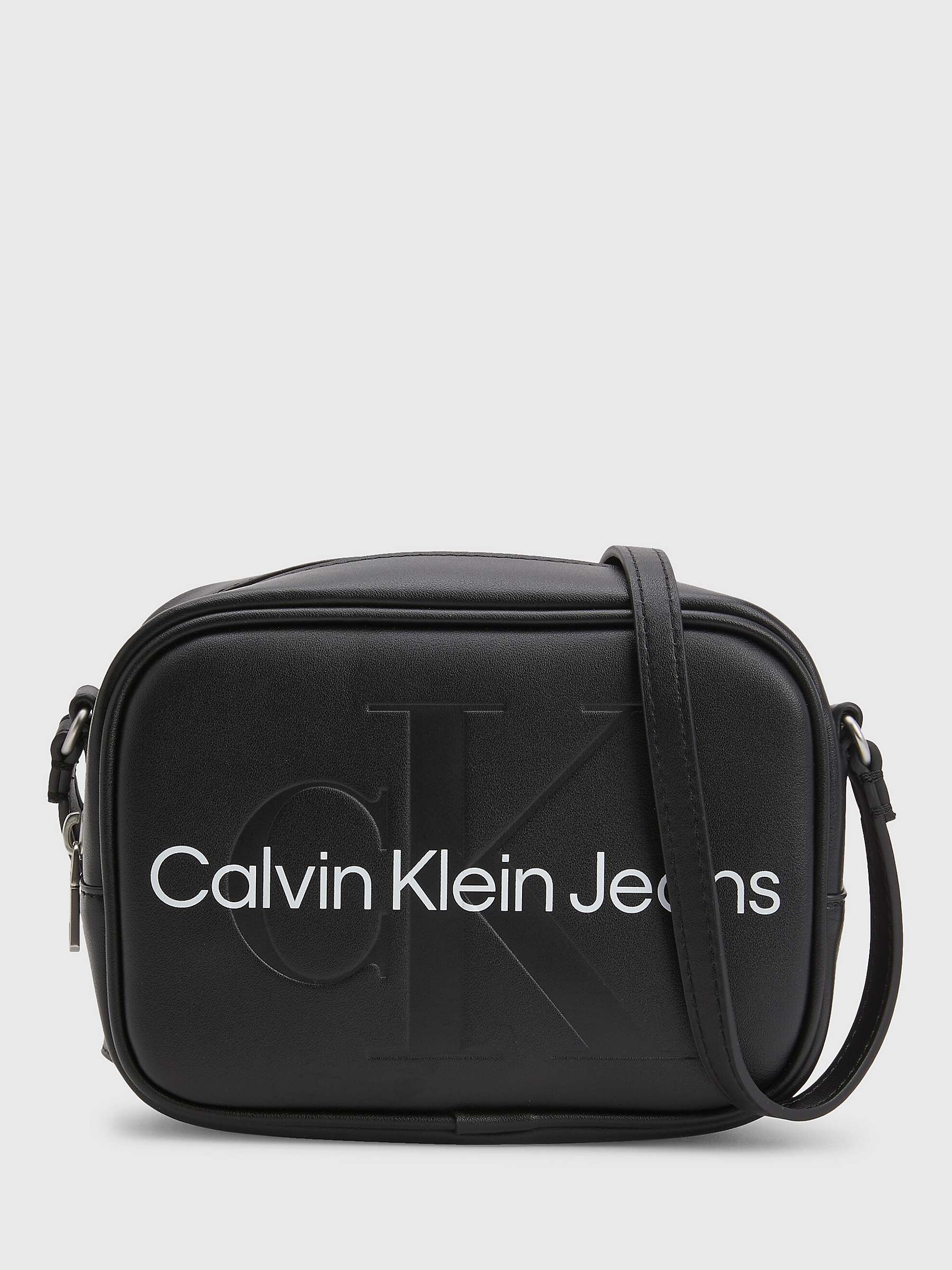 Buy Calvin Klein Faux Leather Embossed Camera Bag, Black Online at johnlewis.com