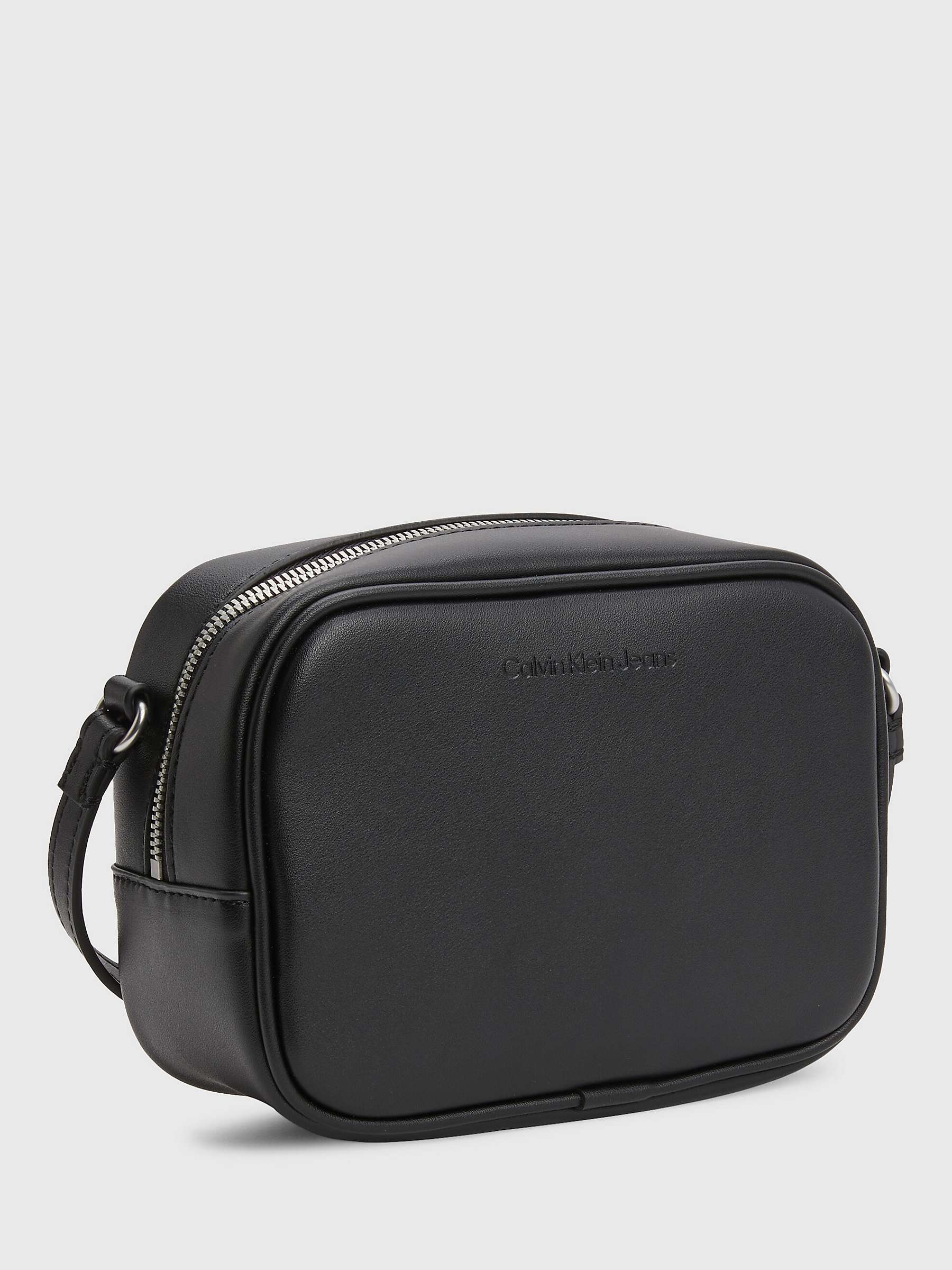 Buy Calvin Klein Faux Leather Embossed Camera Bag, Black Online at johnlewis.com
