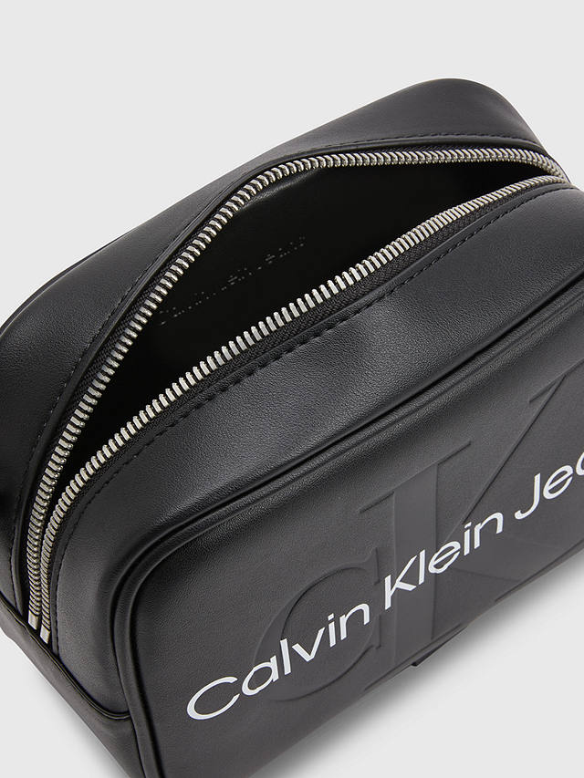 Calvin Klein Faux Leather Embossed Camera Bag, Black