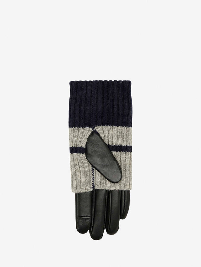 Unmade Copenhagen Lavada Stripe Leather Gloves, Art Blue/Grey