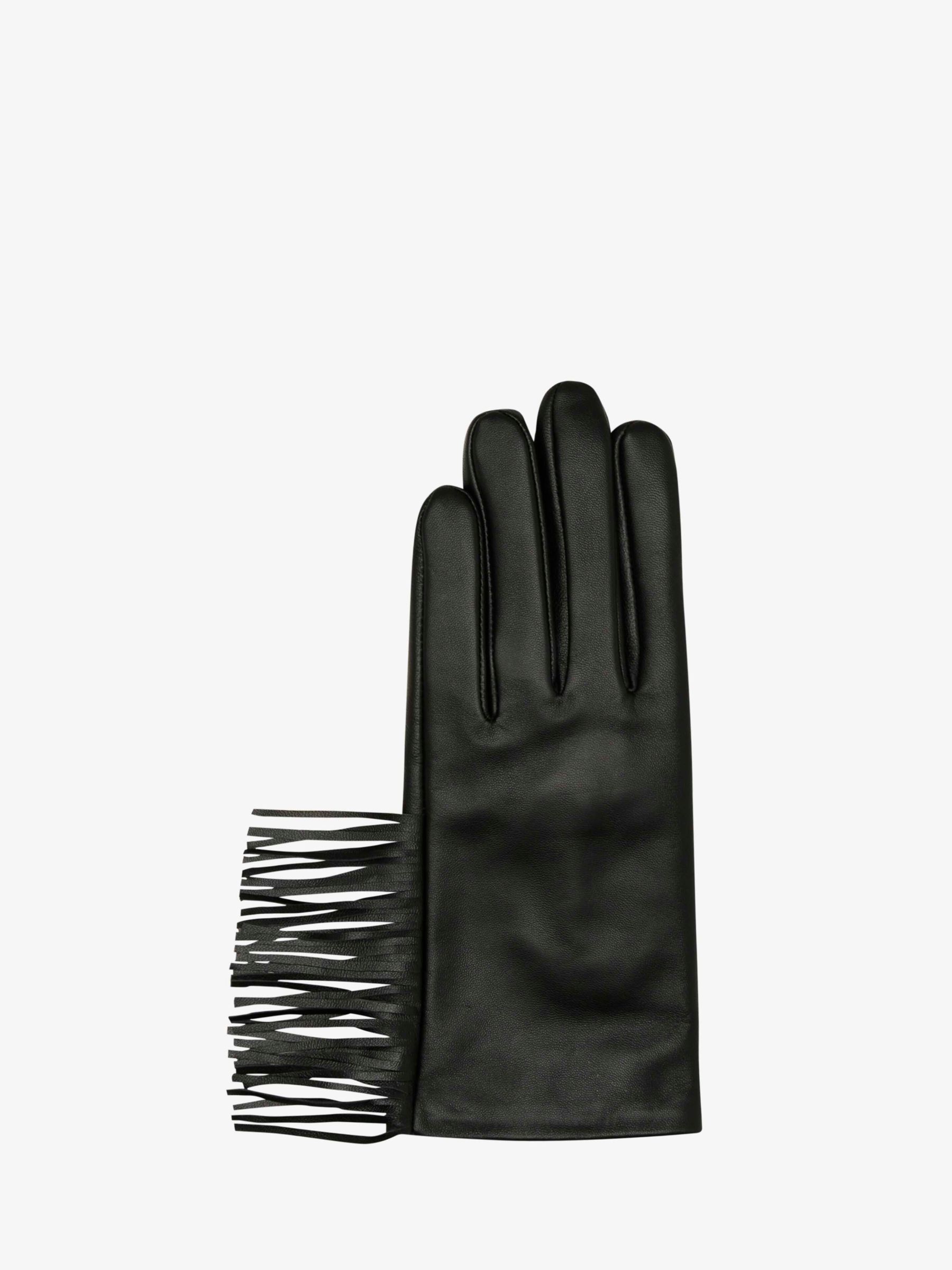 Ladies' Black Fur Lined Leather Gloves –
