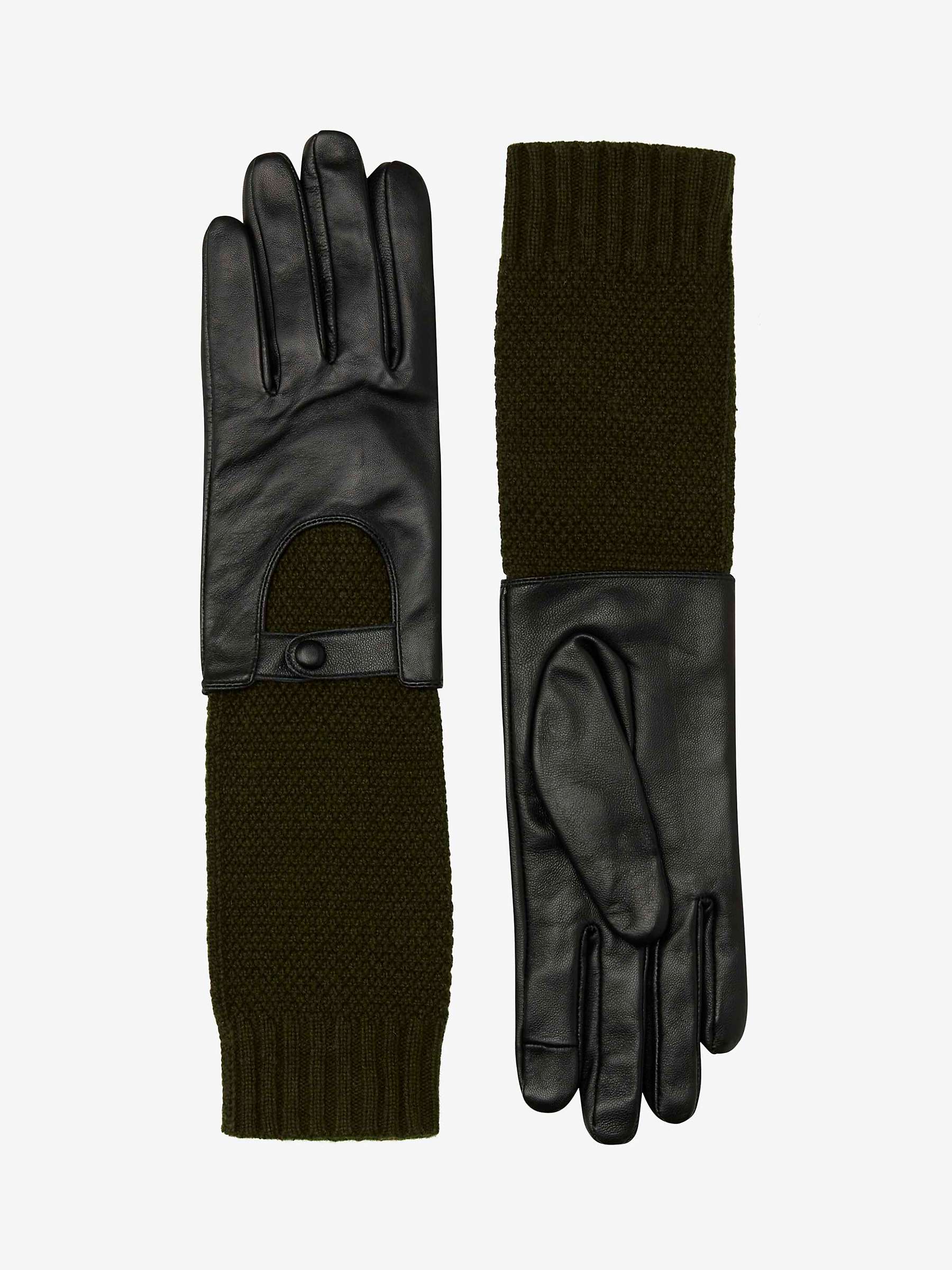 Buy Unmade Copenhagen Perla Leather and Wool Blend Long Gloves, Dark Green Online at johnlewis.com