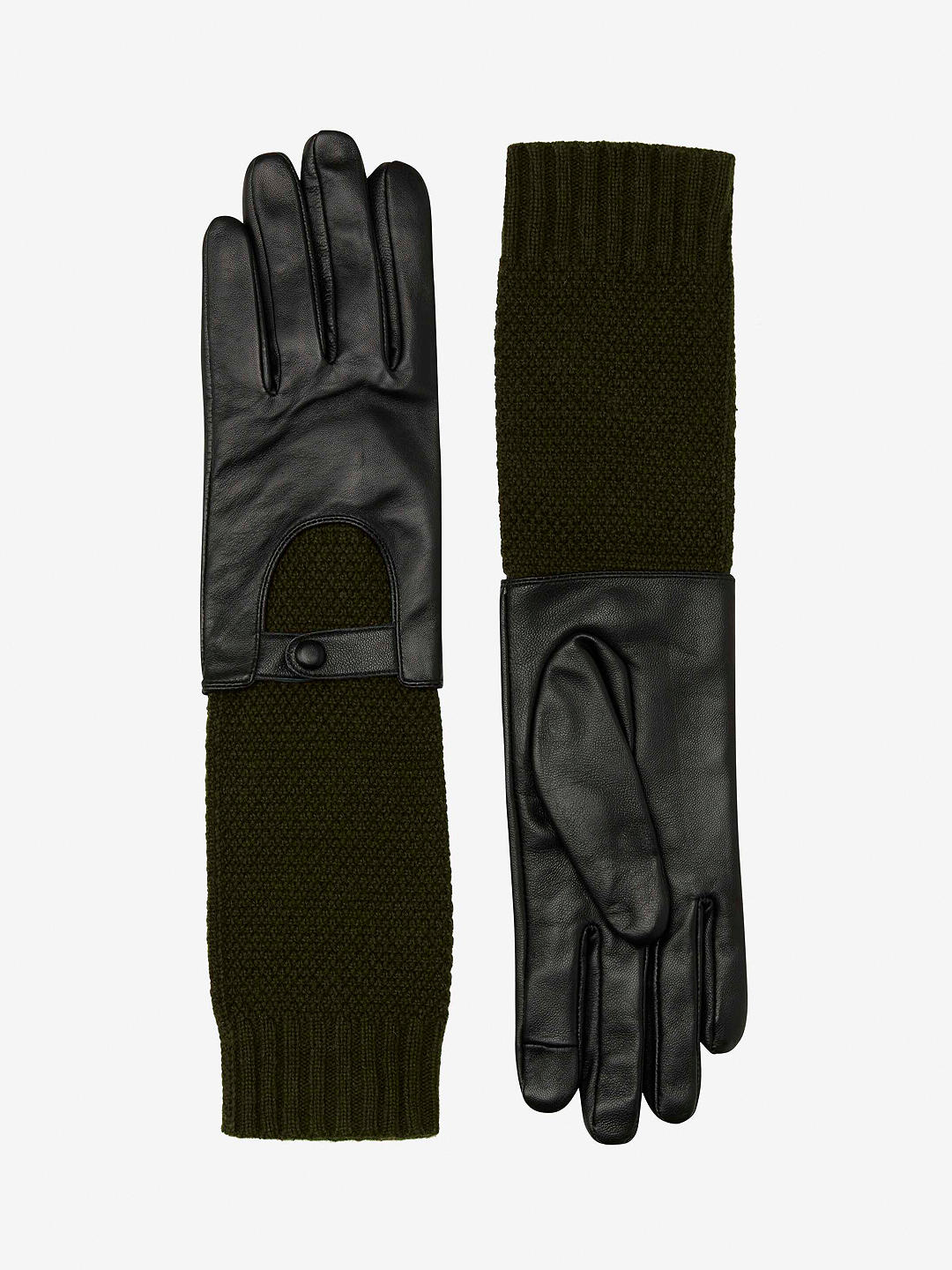Unmade Copenhagen Perla Leather and Wool Blend Long Gloves, Dark Green
