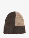 Unmade Copenhagen Larna Colour Block Wool Blend Beanie Hat, Art Brown