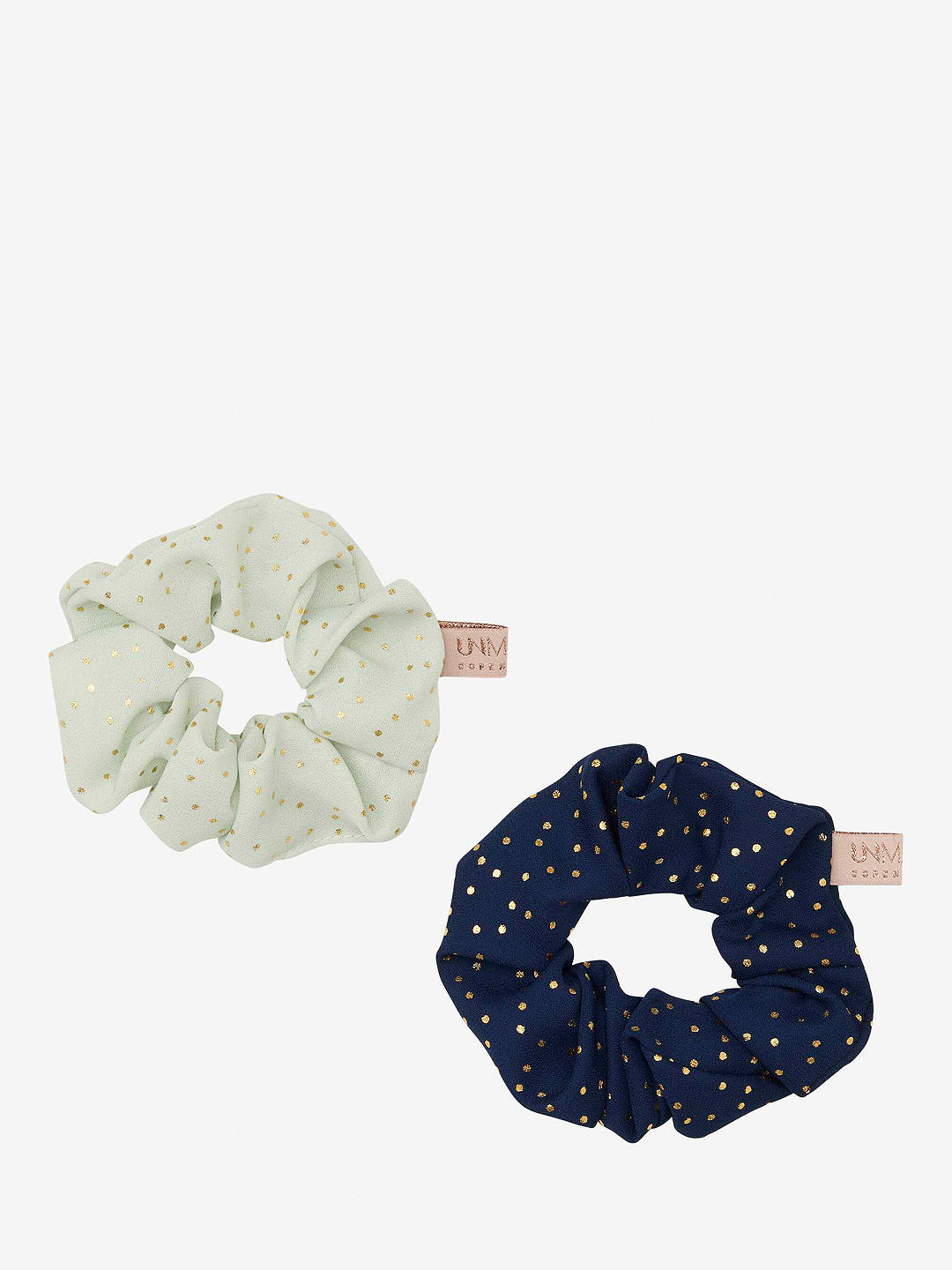 Unmade Copenhagen Vicca Spot Print Scrunchies, Pack of 2, Blue/Light Blue