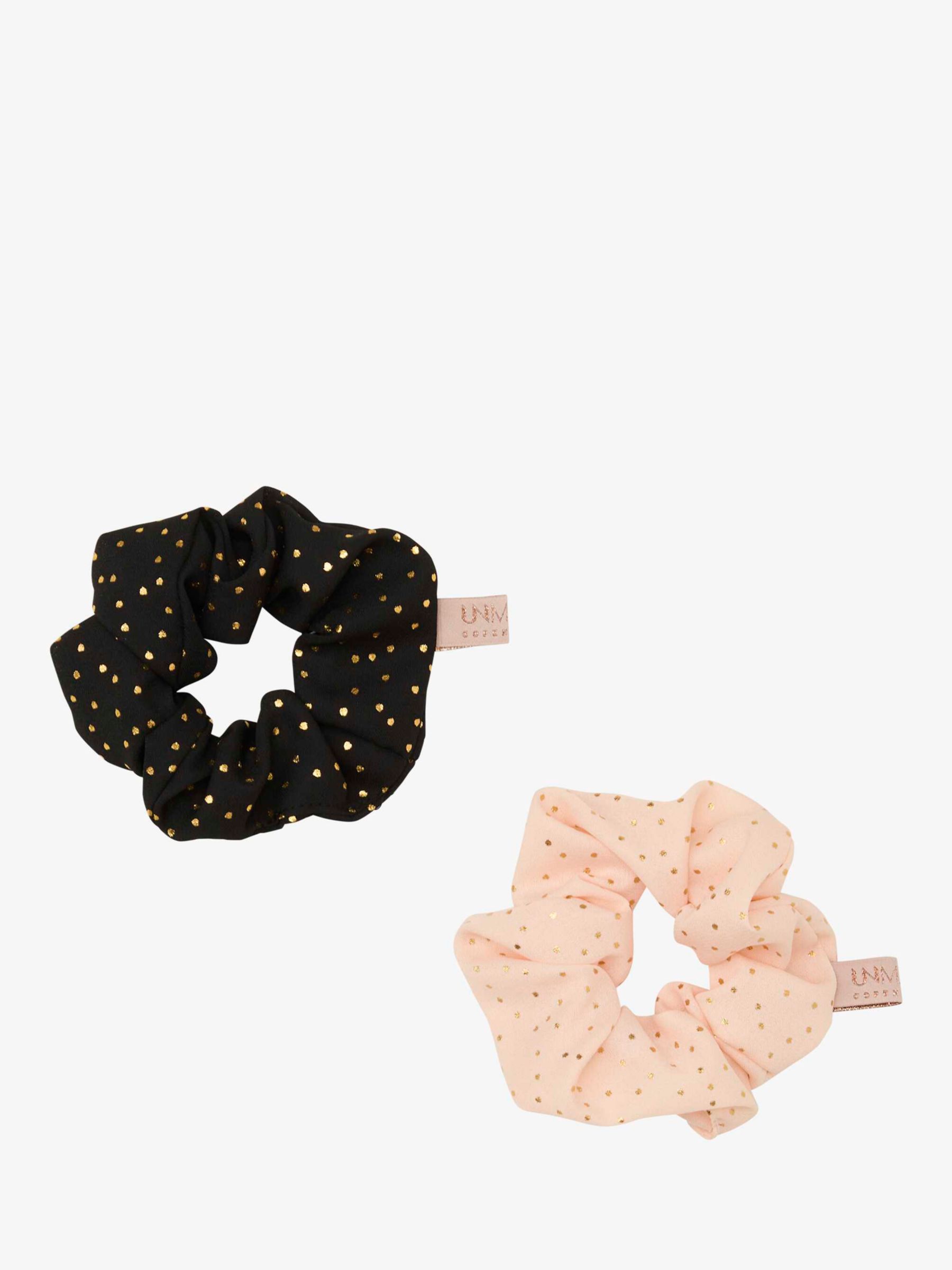 Unmade Copenhagen Vicca Spot Print Scrunchies, Pack of 2, Black/Rose, One Size