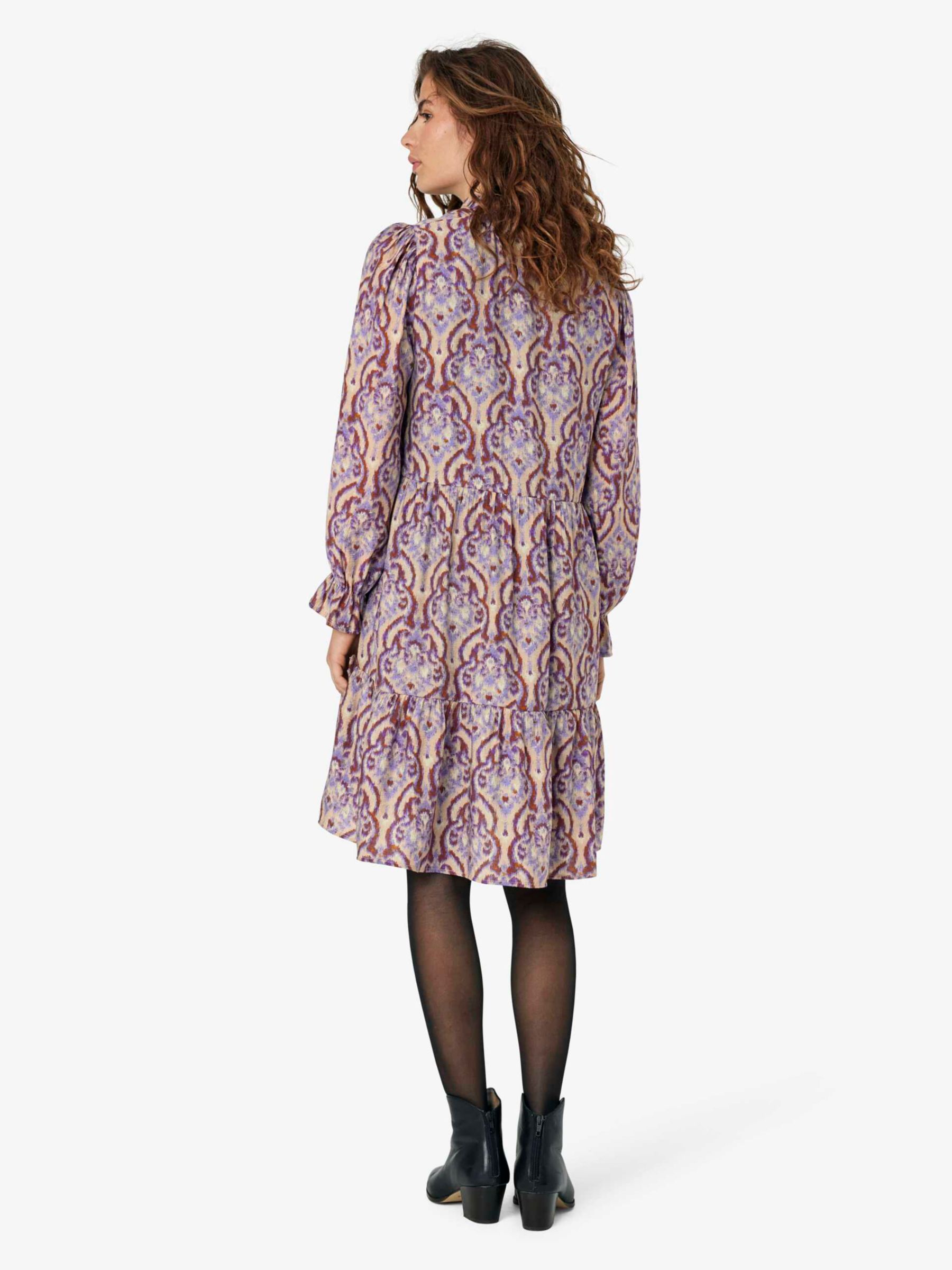 Noa Noa Mirabel Abstract Print Dress, Purple/Beige, 14