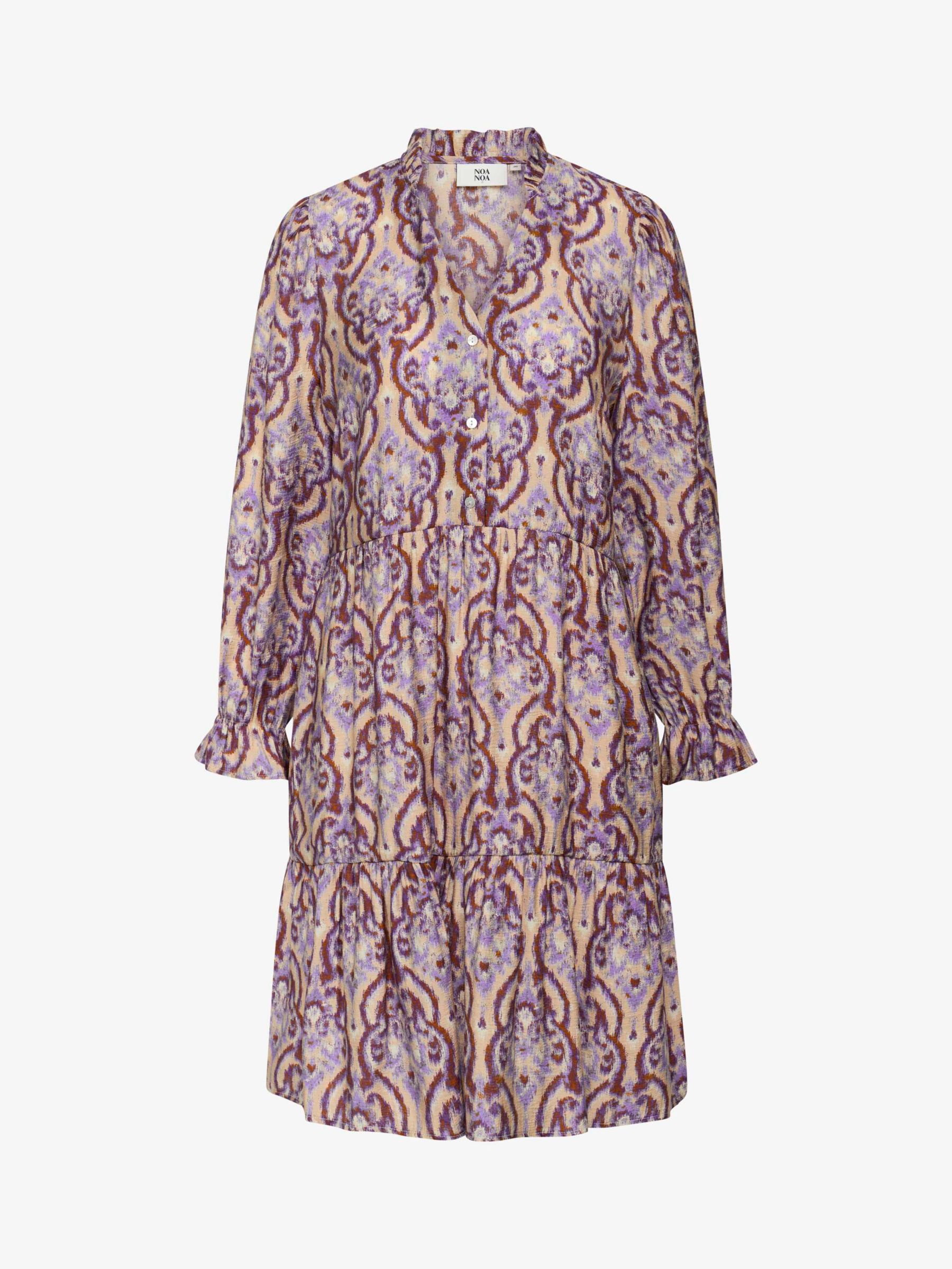 Noa Noa Mirabel Abstract Print Dress, Purple/Beige, 14
