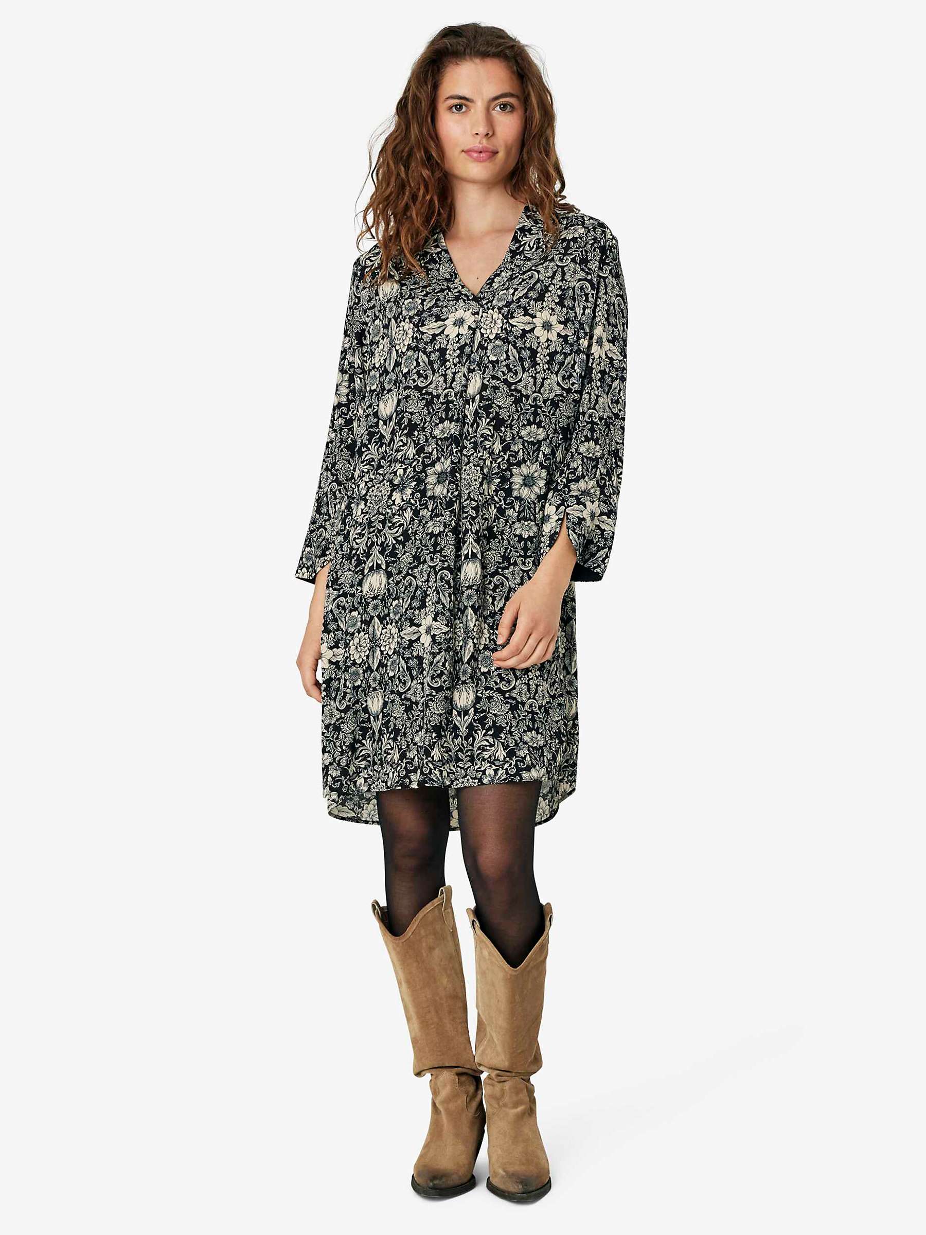 Buy Noa Noa Louise Floral Tapestry Print Tunic Dress, Black/Off White Online at johnlewis.com