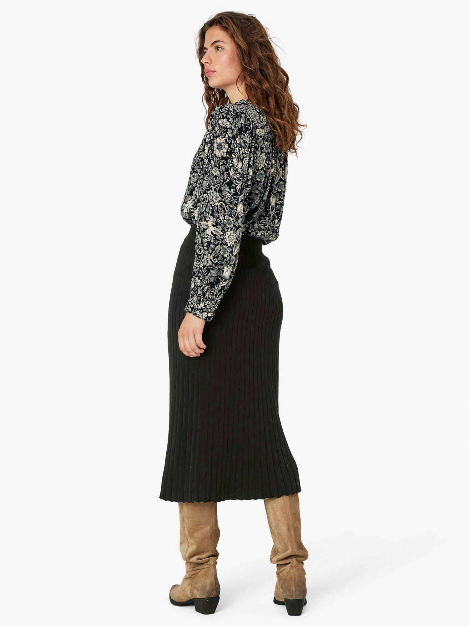 Buy Noa Noa Louise Long Sleeve Blouse, Black/Multi Online at johnlewis.com