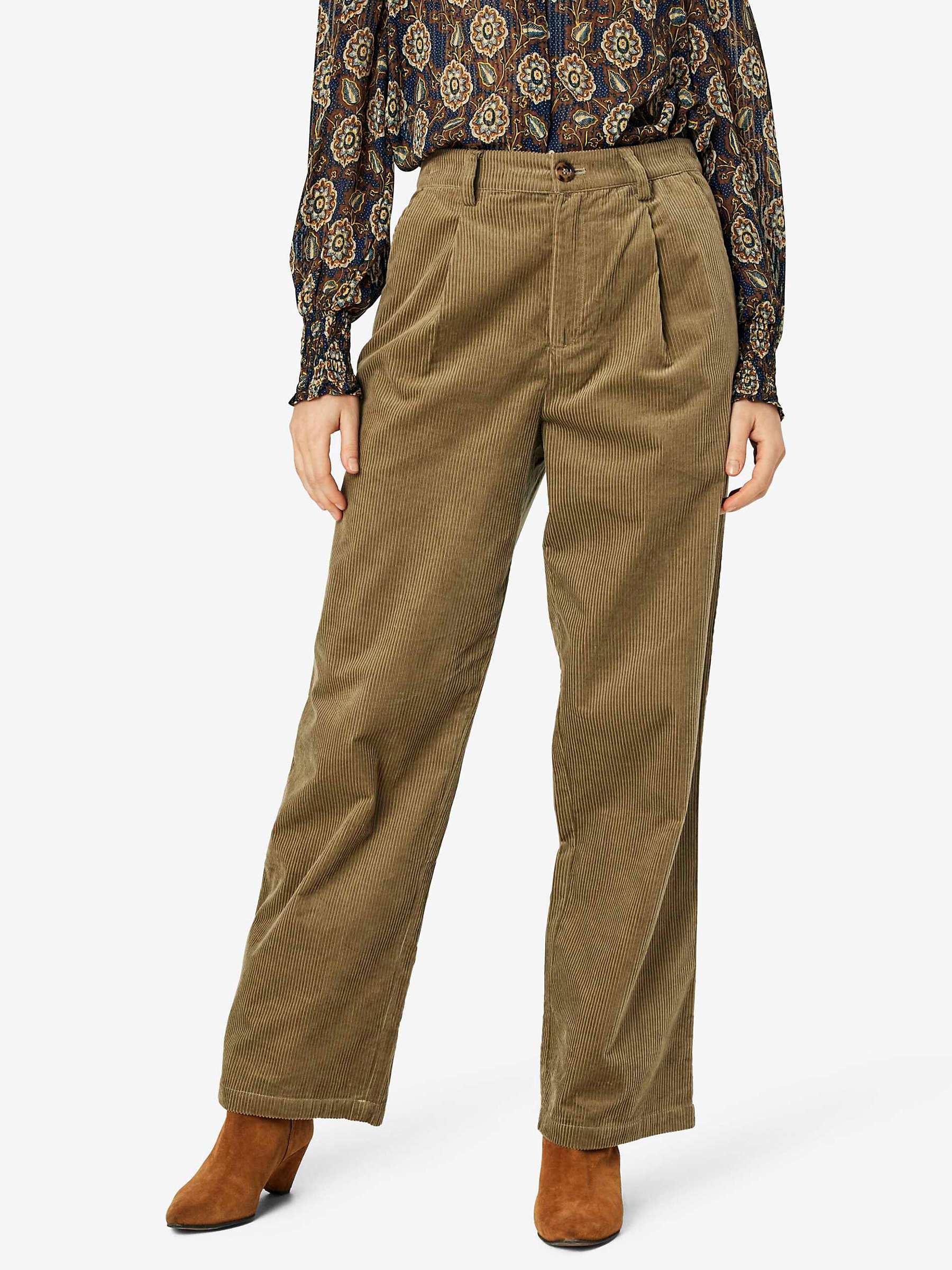 Noa Noa Trine Relaxed Cord Trousers, Capers Green at John Lewis & Partners