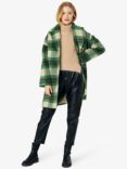 Noa Noa Fry Check Wool Blend Coat, Art Green/Beige/Grey