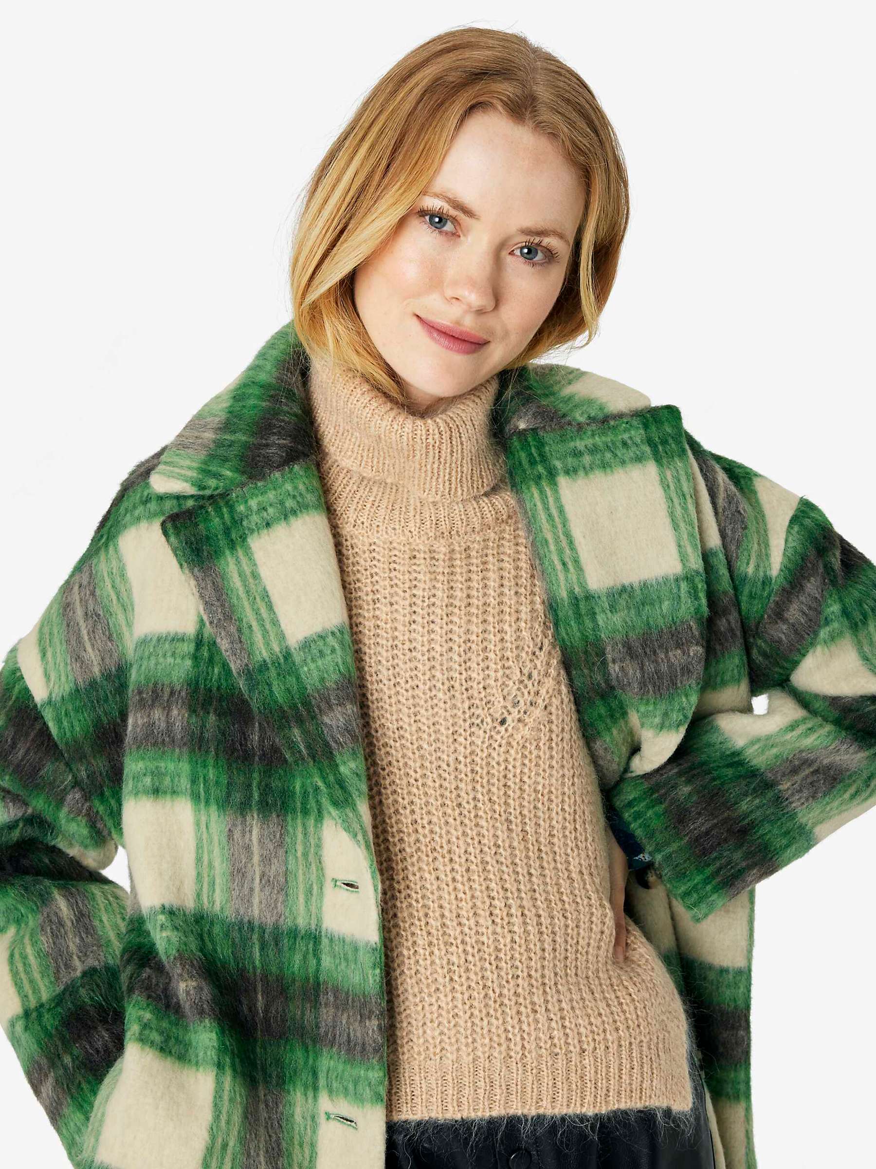 Buy Noa Noa Fry Check Wool Blend Coat, Art Green/Beige/Grey Online at johnlewis.com