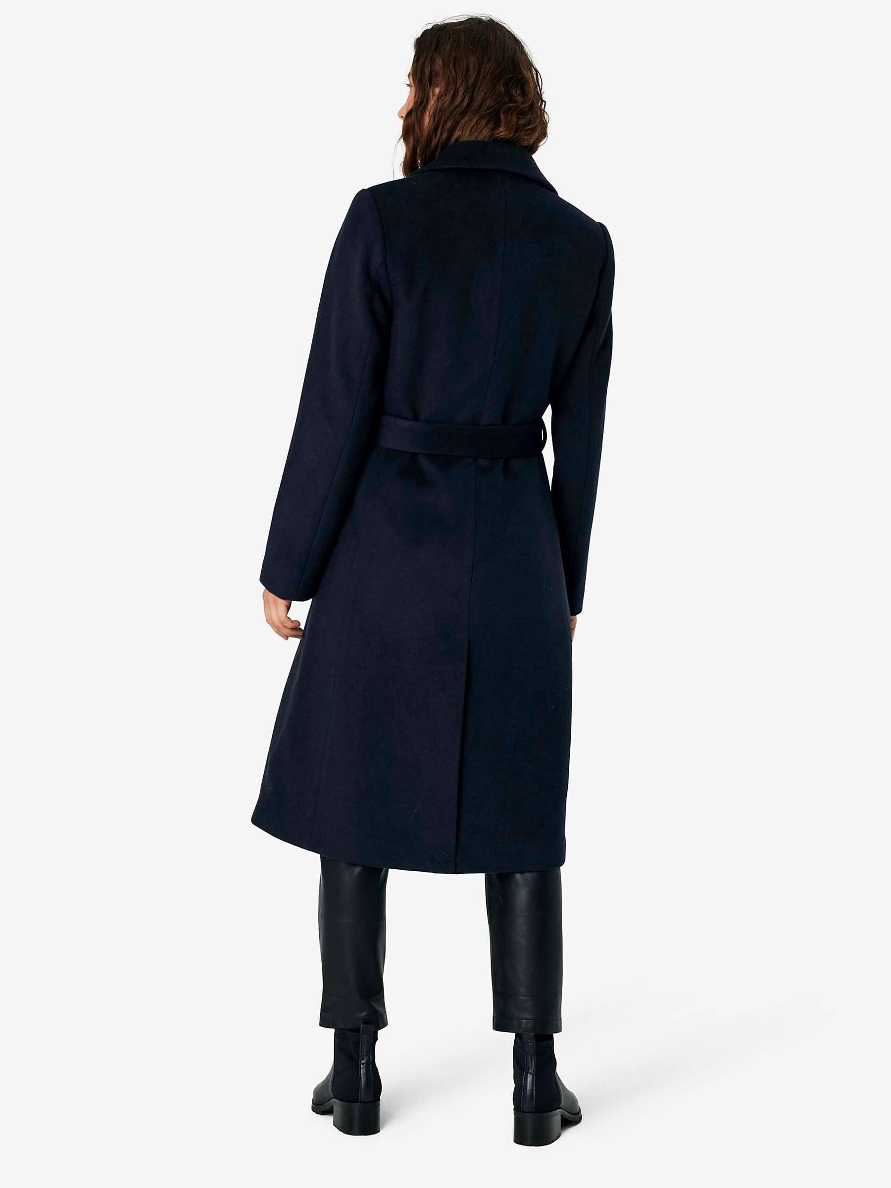 Noa Noa Cecilia Long Wool Blend Coat, Navy Blazer at John Lewis & Partners