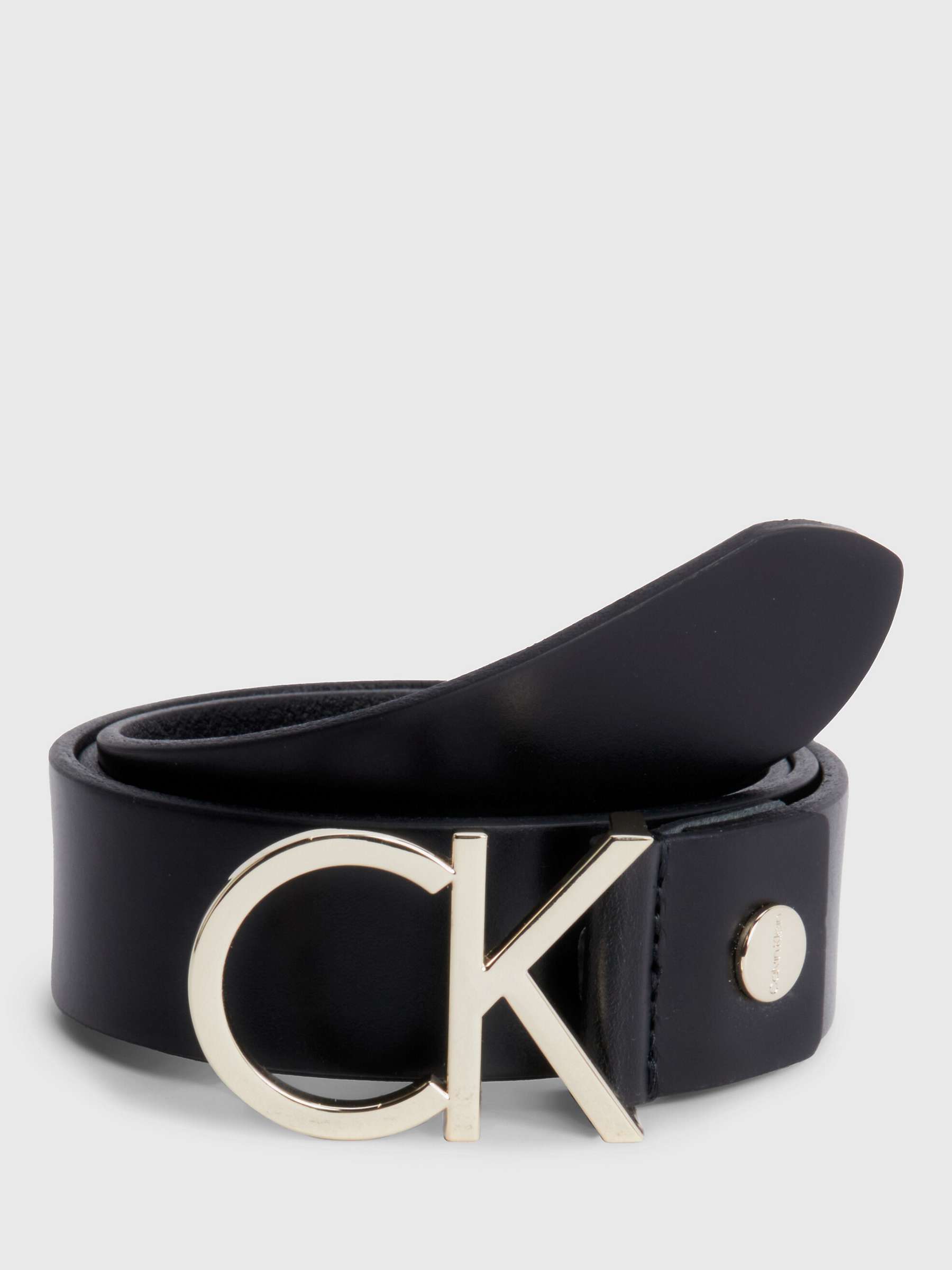 Buy Calvin Klein Leather Logo Belt, Black/Light Gold Online at johnlewis.com