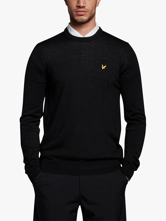 Lyle & Scott Golf Crew Neck Wool Blend Jumper, Jet Black