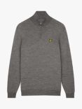 Lyle & Scott 1/4 Zip Neck Merino Wool Blend Jumper, Mid Grey Marl