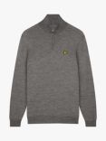 Lyle & Scott 1/4 Zip Neck Merino Wool Blend Jumper, Mid Grey Marl