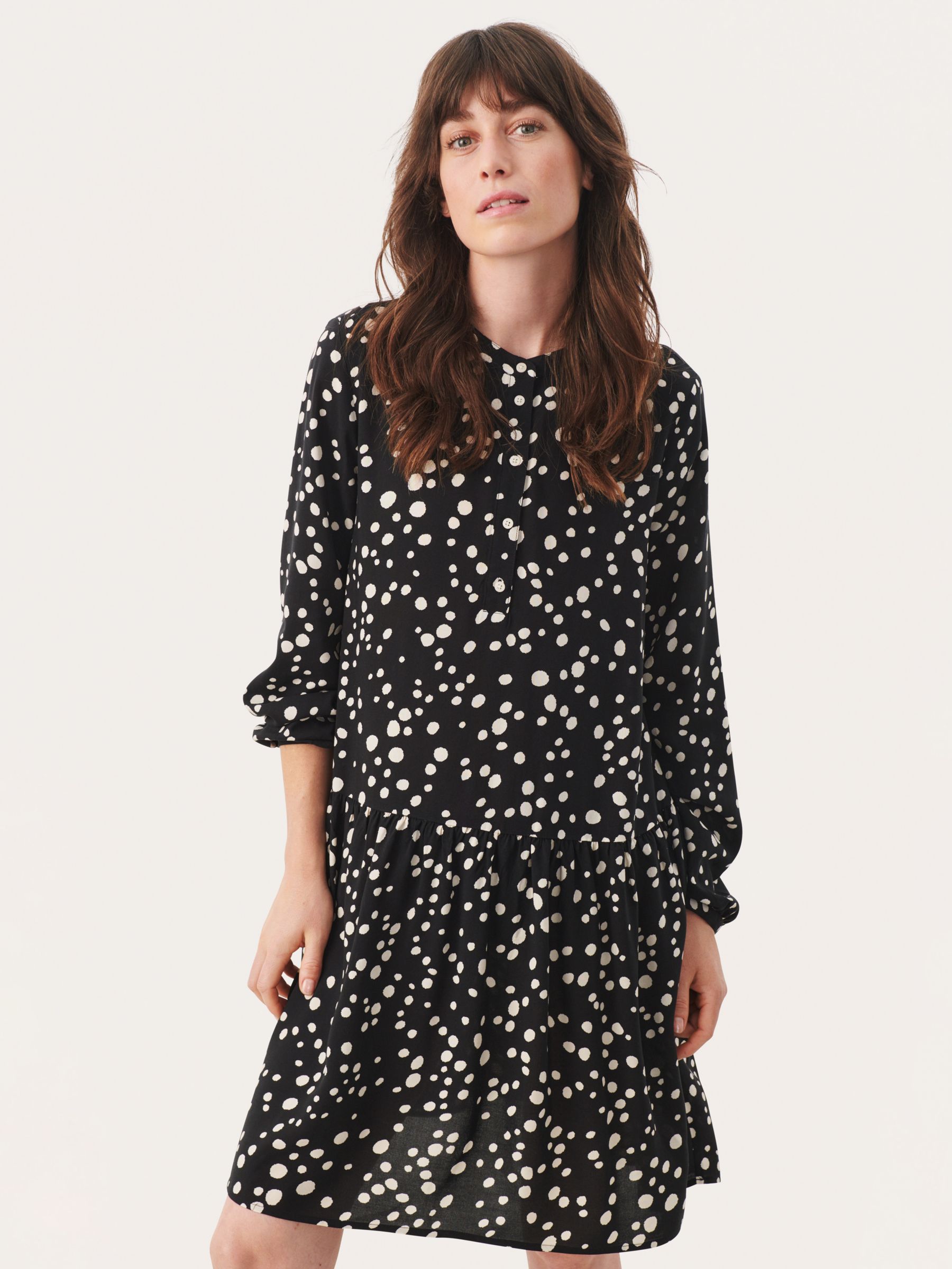 Part Two Allie Dot Print Midi Dress, Black/White