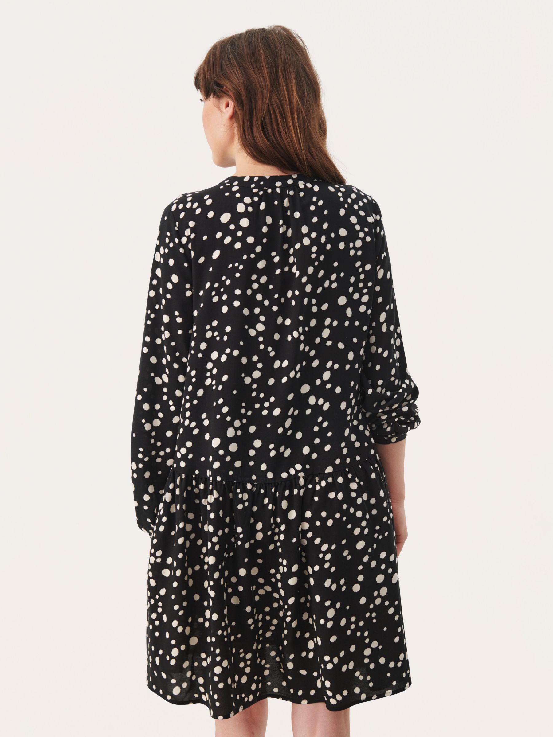 Part Two Allie Dot Print Midi Dress, Black/White, 8