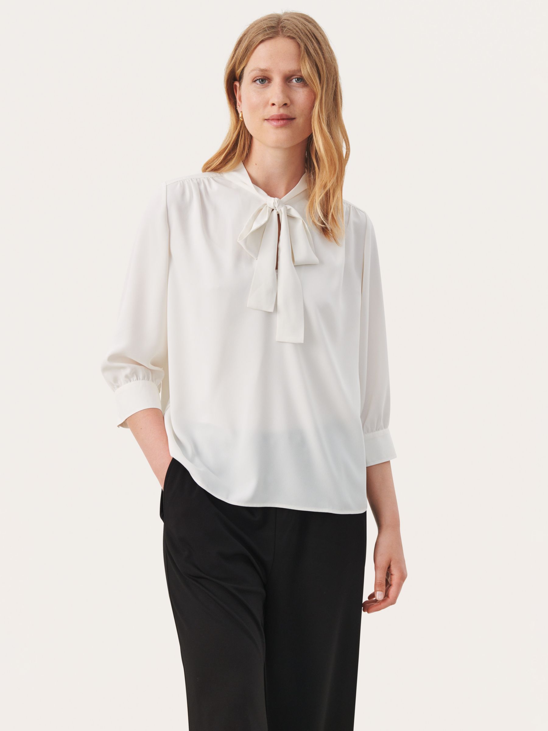 Part Two Alena 3/4 Sleeve Relaxed Fit Blouse, Coconut Milk at John ...