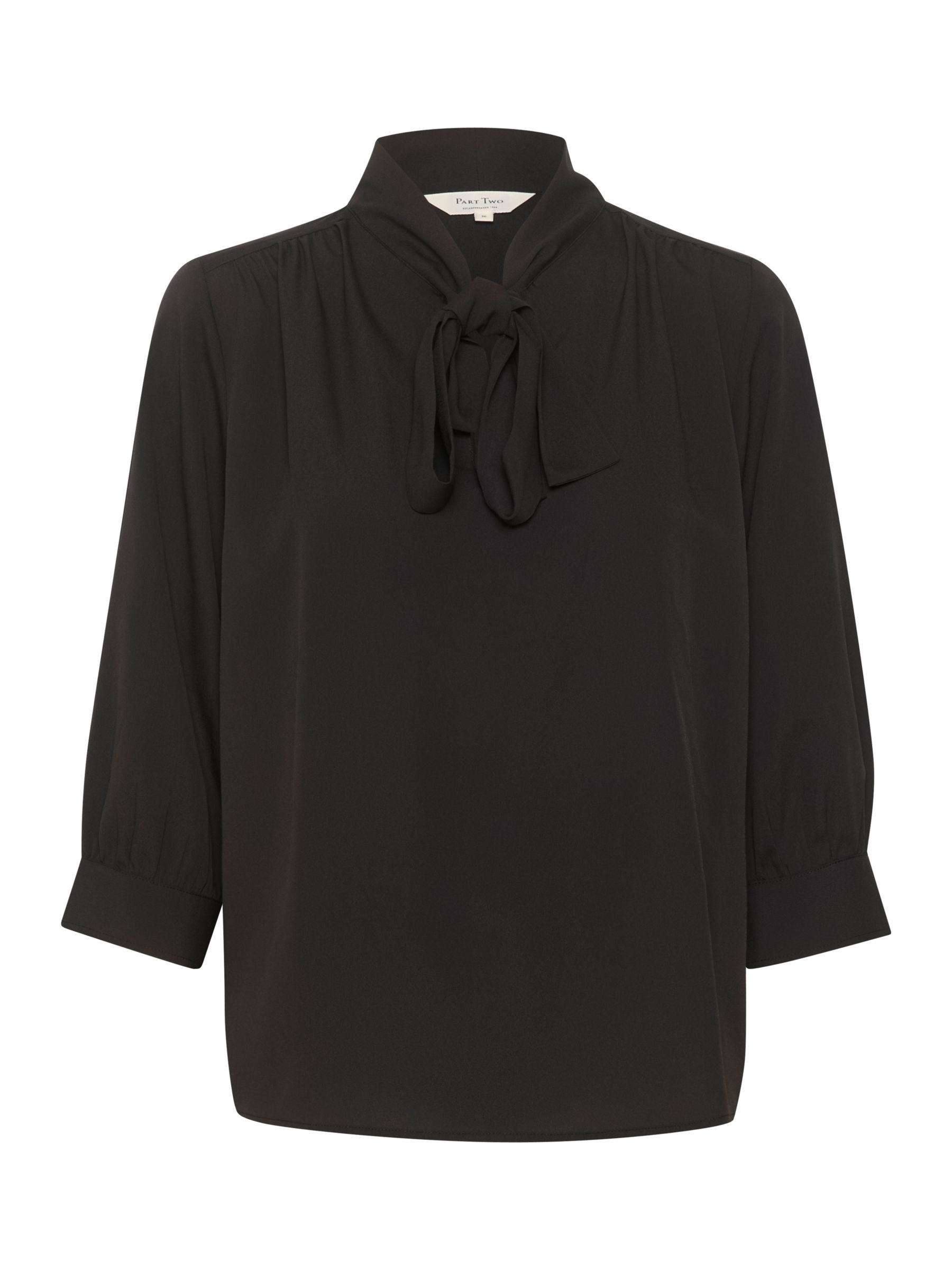 Part Two Alena 3/4 Sleeve Relaxed Fit Blouse, Black at John Lewis ...
