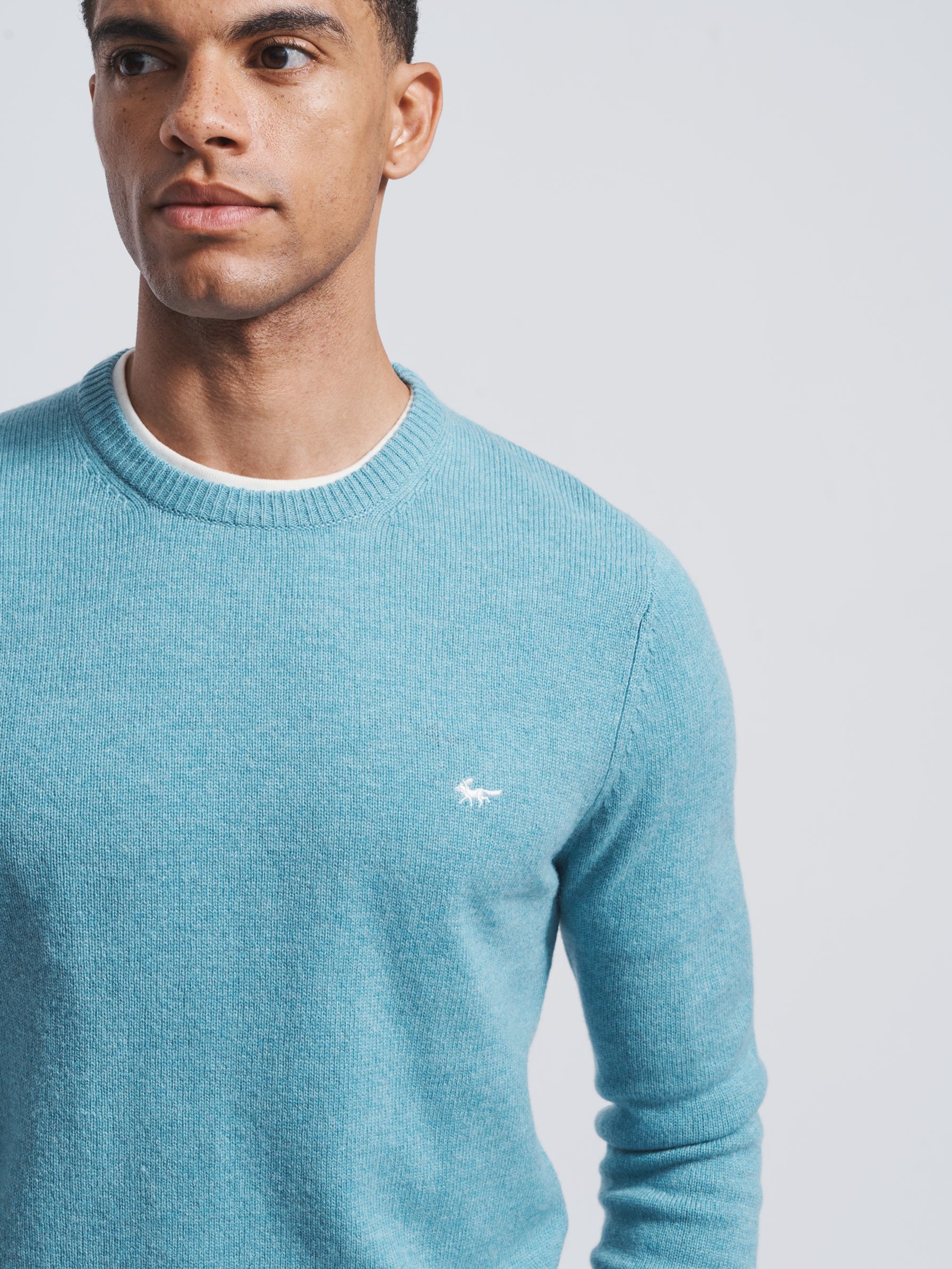 Aubin Westbourne Merino Wool Jumper, Sky Blue at John Lewis & Partners