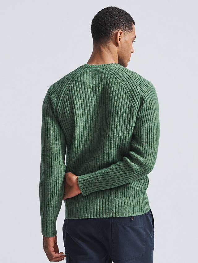 Aubin Tay Ribbed Lambswool Blend Knit Jumper, Leaf at John Lewis & Partners