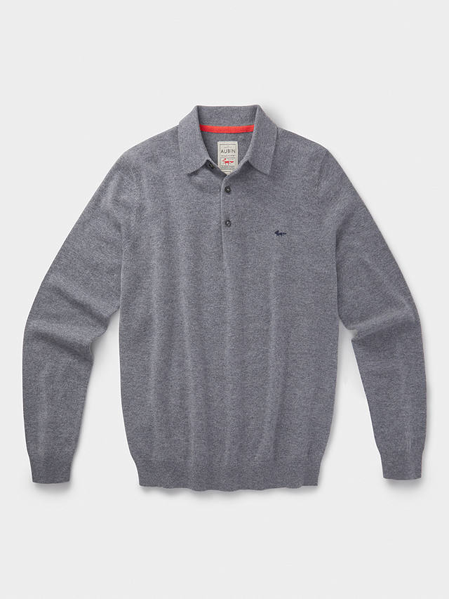 Aubin Brampton Merino Wool & Cashmere Polo Shirt, Charcoal