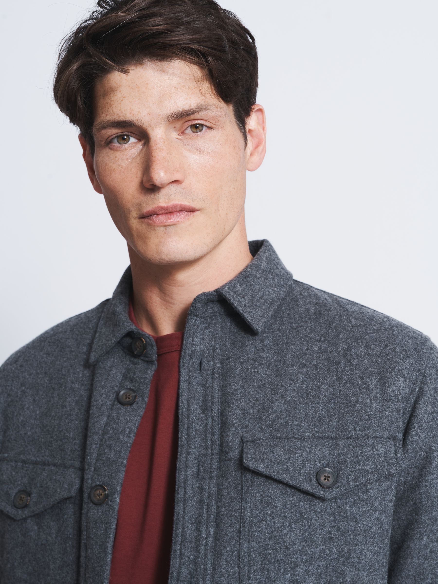 Aubin Radstock Wool Overshirt, Grey at John Lewis & Partners