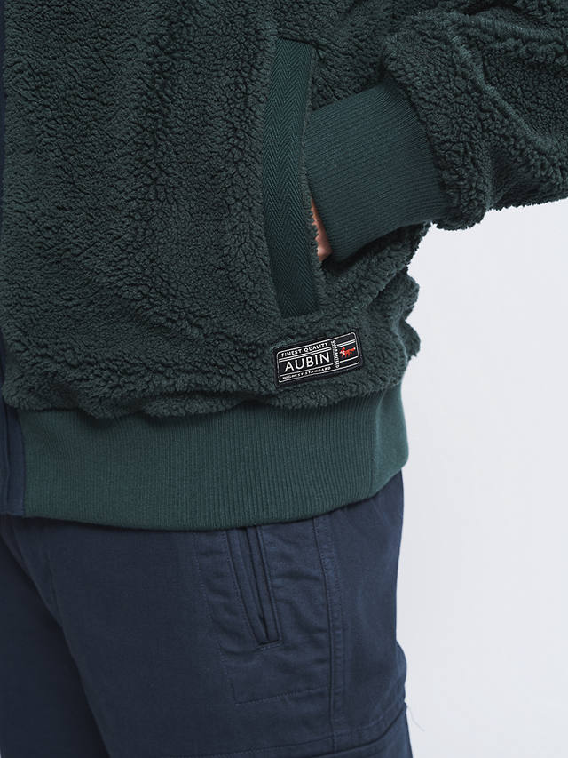 Aubin Keswick Borg Zip Thru Fleece Sweatshirt, Khaki