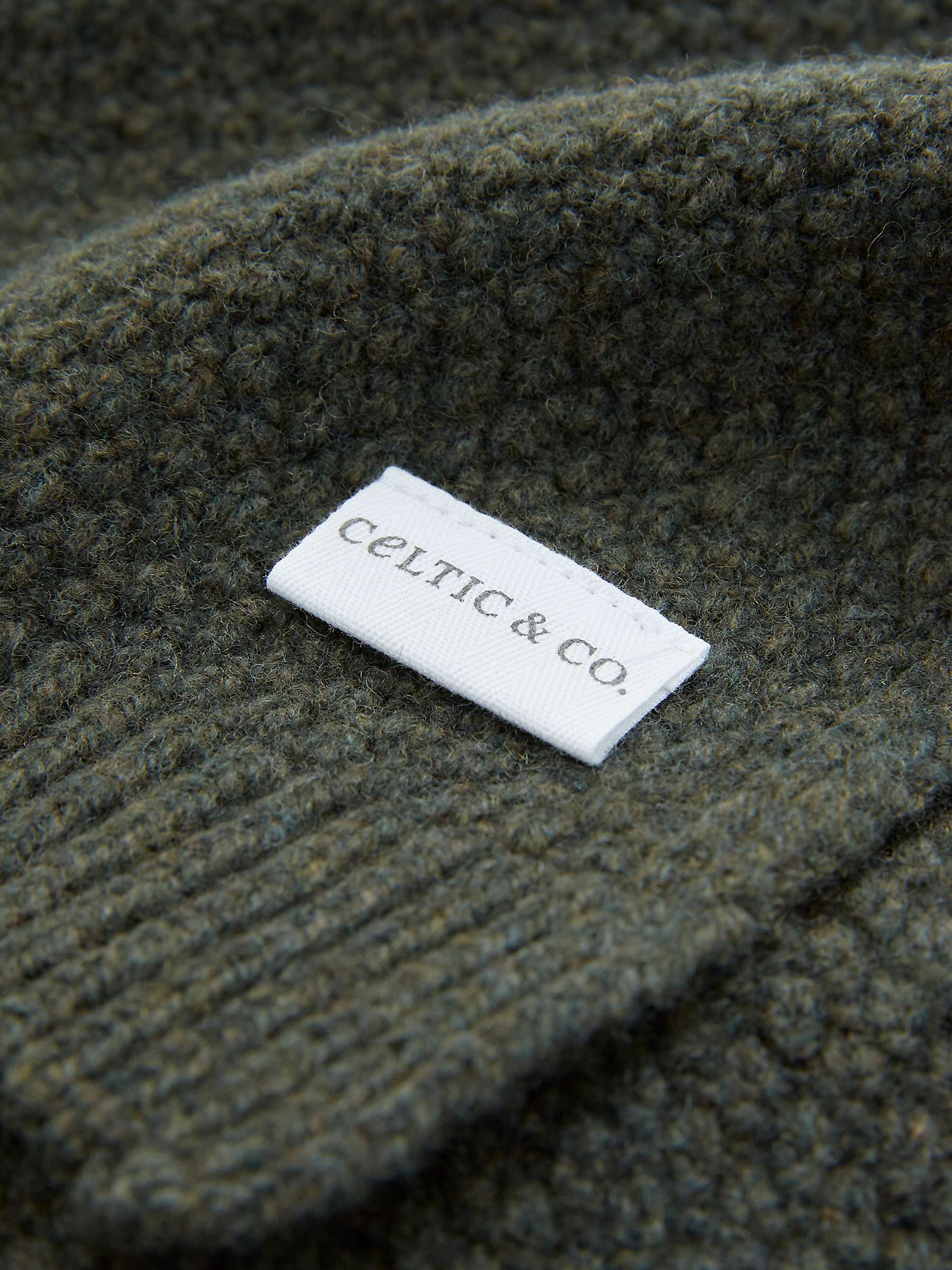 Celtic & Co. Lambswool Moss Stitch Scarf, Dark Olive at John Lewis ...