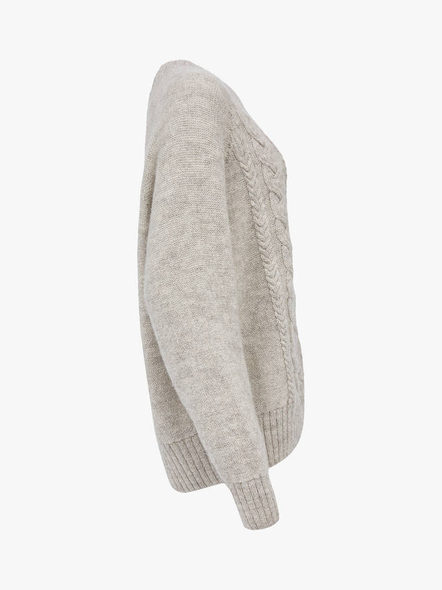 Celtic & Co. British Wool Cable Knit Zip Cardigan, Undyed Taupe