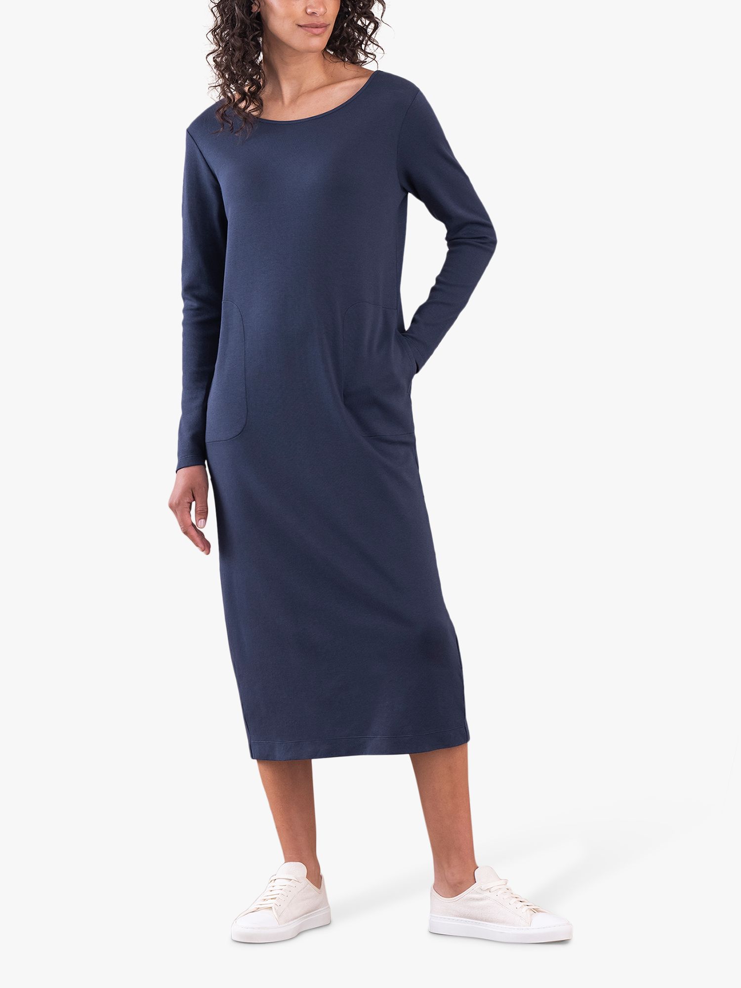 Celtic & Co. Scoop Back Midi Dress, Dark Navy at John Lewis & Partners