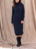 Celtic & Co. Wool Roll Neck Midi Dress, Dark Navy