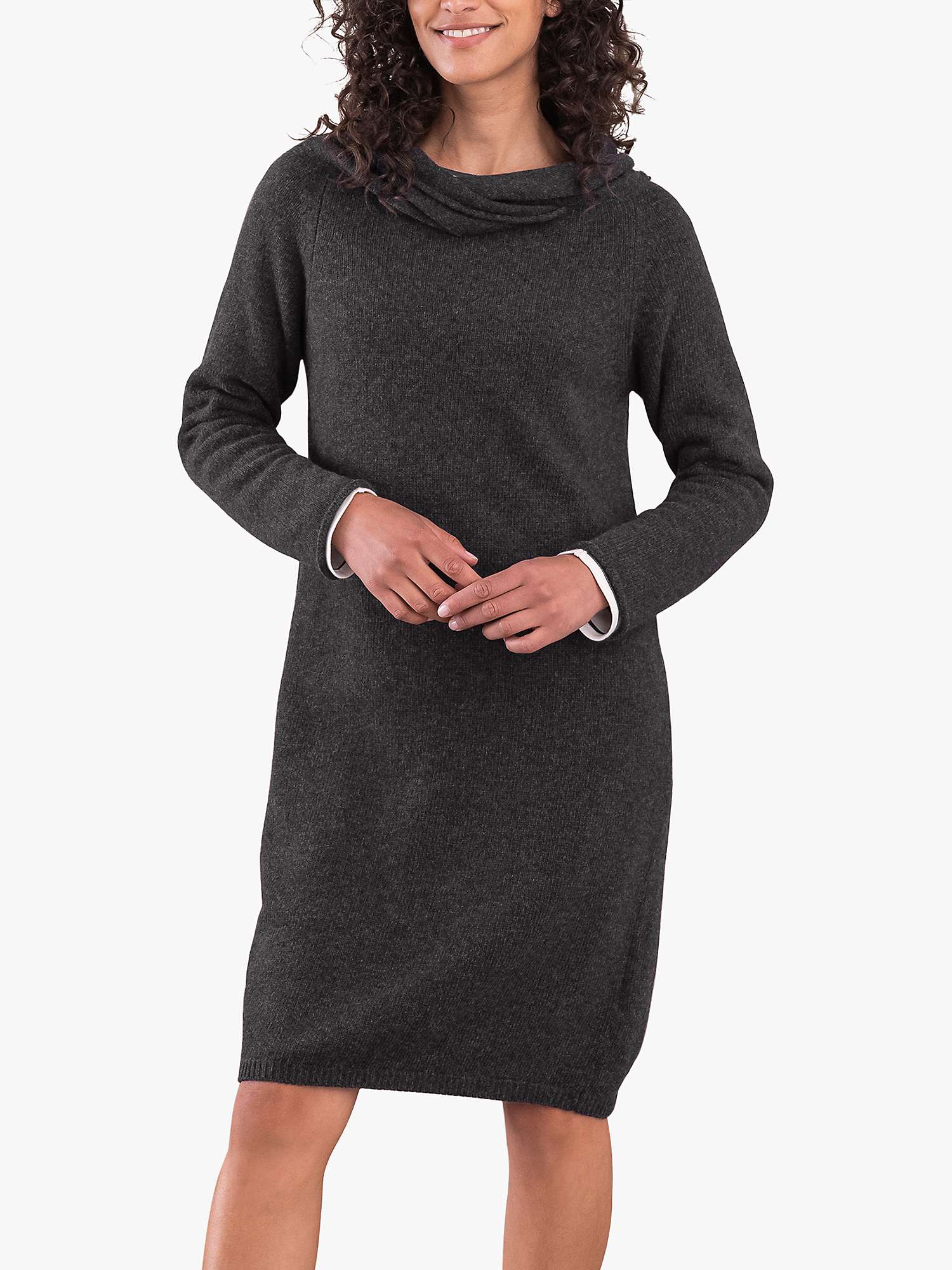Buy Celtic & Co. Cowl Neck Lambswool Jumper Dress, Charcoal Online at johnlewis.com