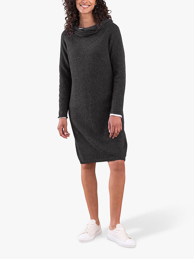 Celtic & Co. Cowl Neck Lambswool Jumper Dress, Charcoal