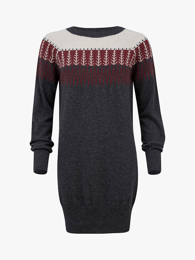 Celtic & Co. Supersoft Slouch Wool Jumper Dress, Charcoal/Claret
