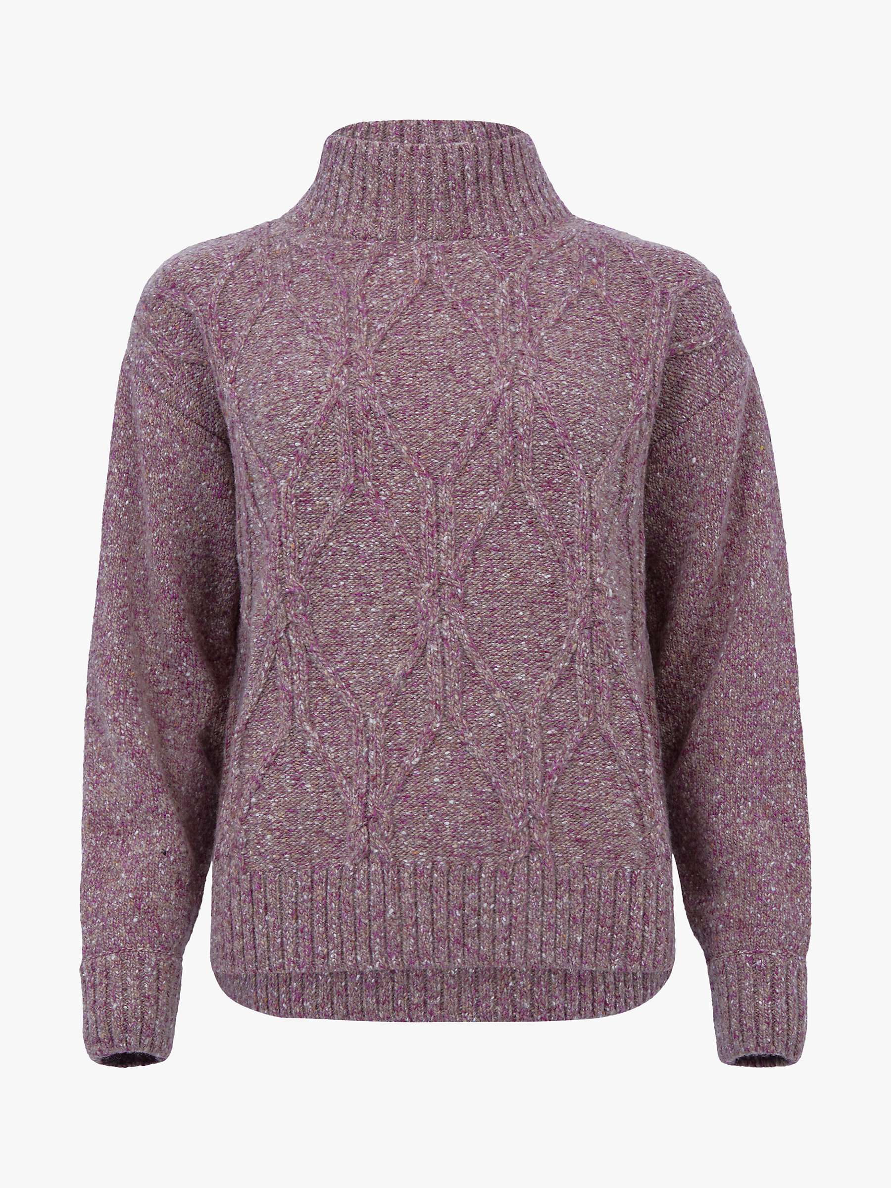 Celtic & Co. Wool Blend Flecked Diamond Cable Jumper, Heather at John ...