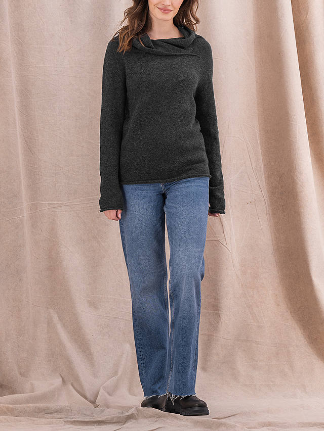 Celtic & Co. Collared Slouch Wool Jumper, Charcoal