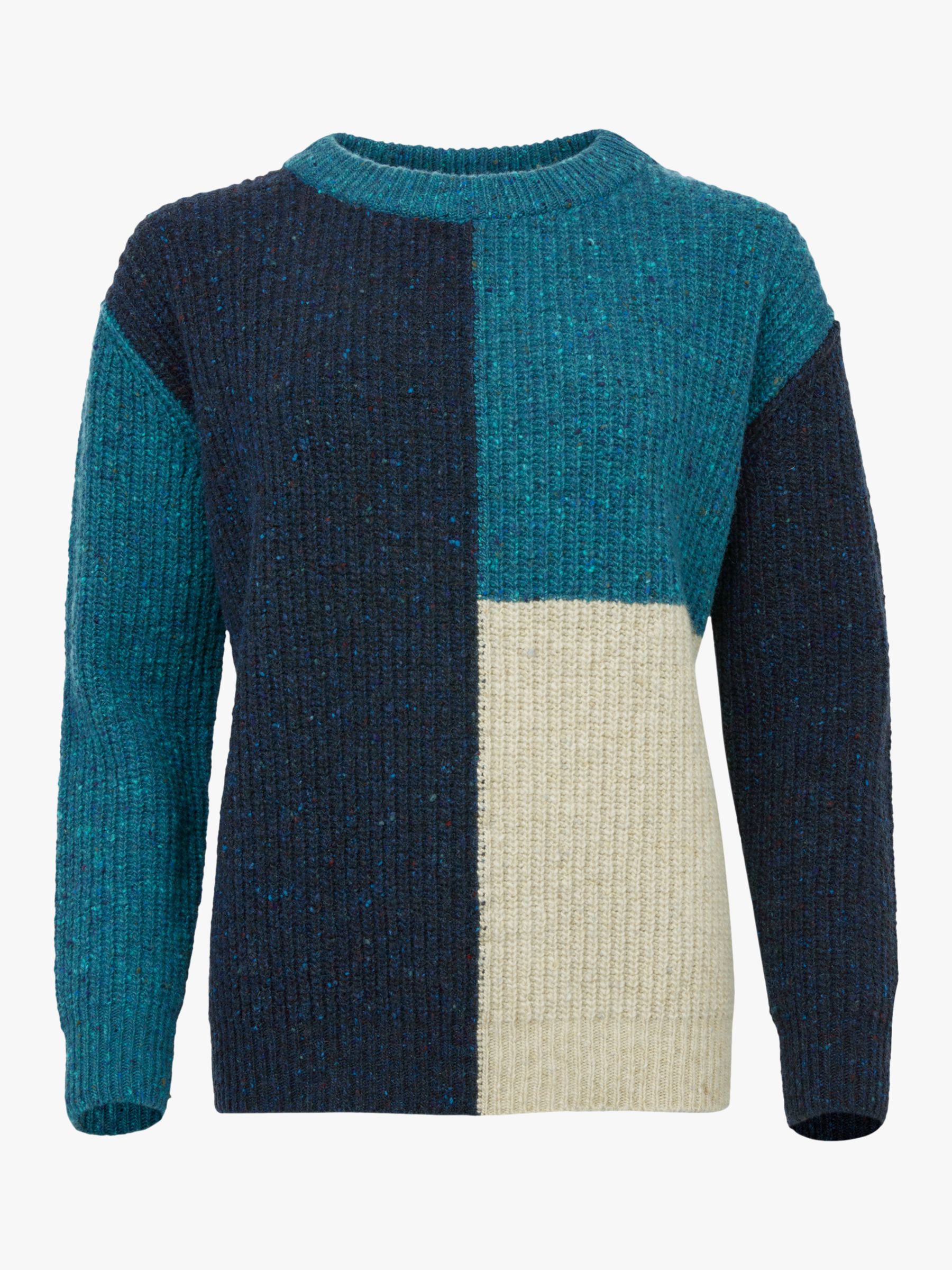 Celtic & Co. Colourblock Wool Jumper, Navy/Multi, XS
