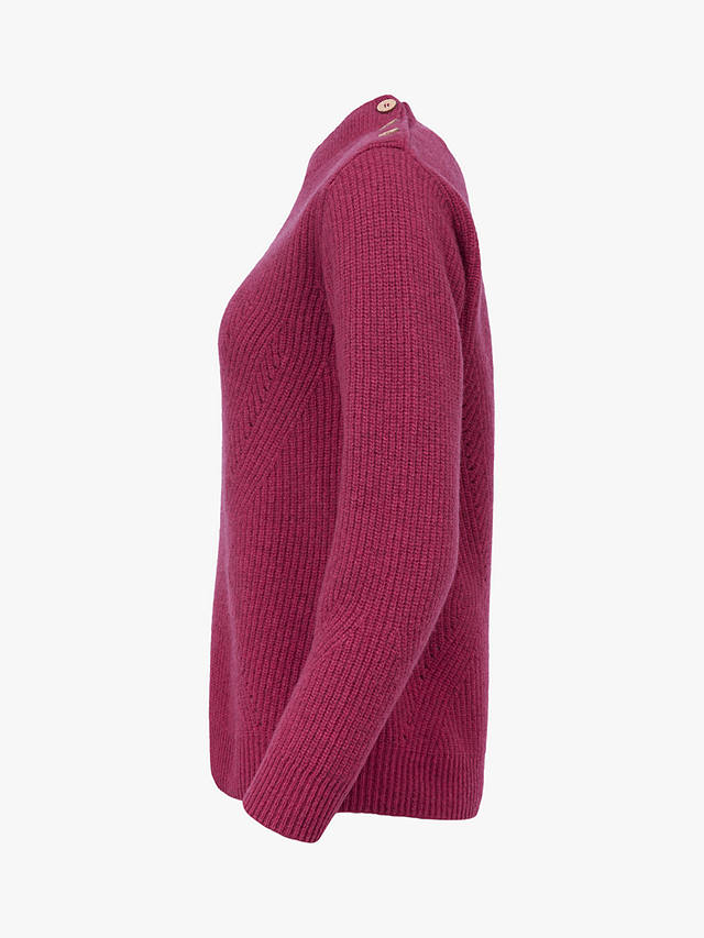 Celtic & Co. Ribbed Lambswool Button Neck Jumper, Anemone