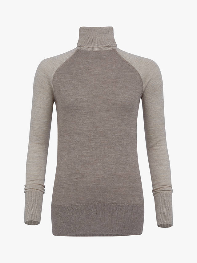 Celtic & Co. Merino Roll Neck Jumper, Biscuit/Taupe