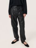 Soaked In Luxury Joselyn Cargo Leather Trousers, Black