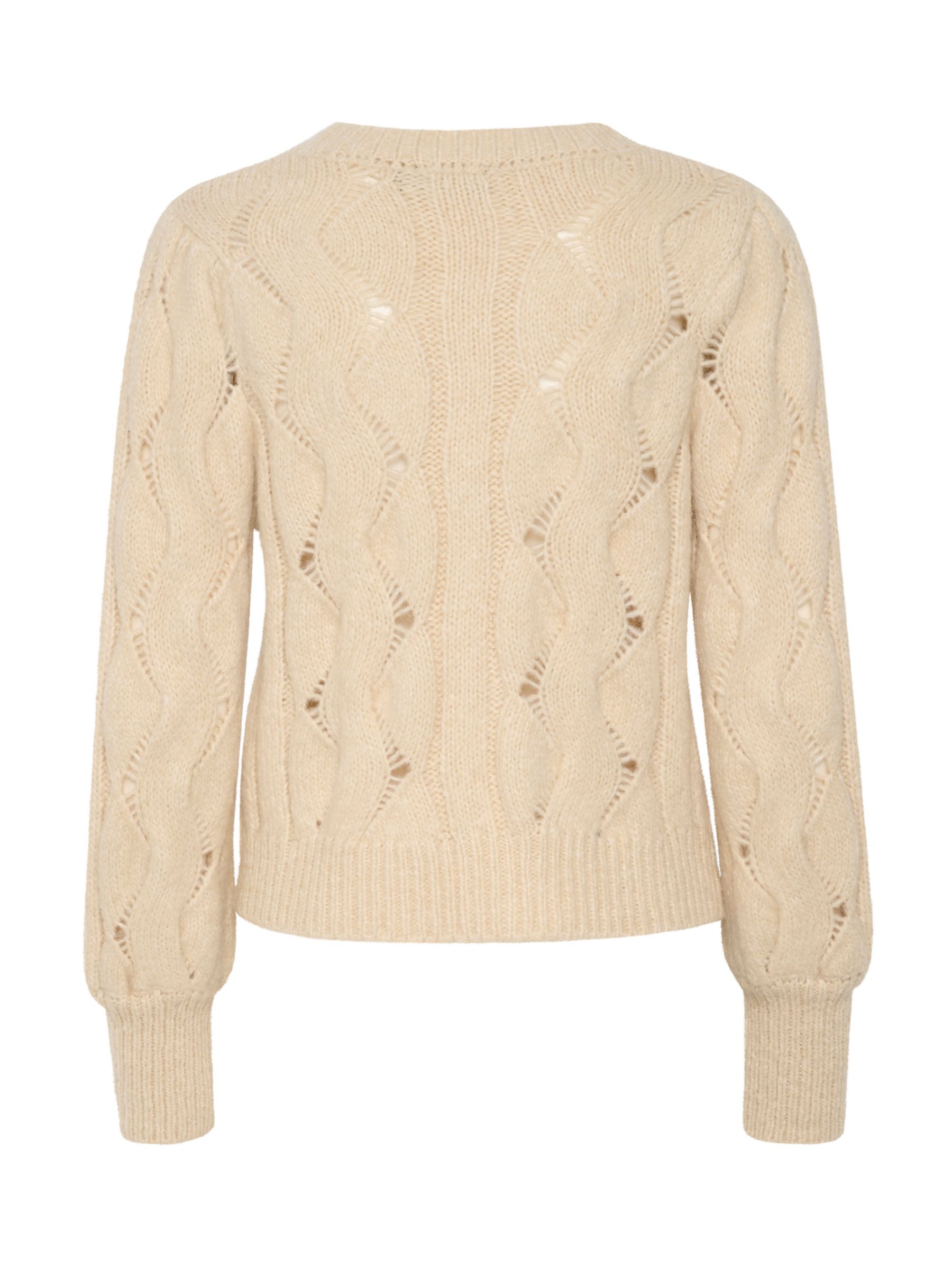 Soaked In Luxury Gunn Cable Wool Blend Knit Cardigan, Sandshell at John ...