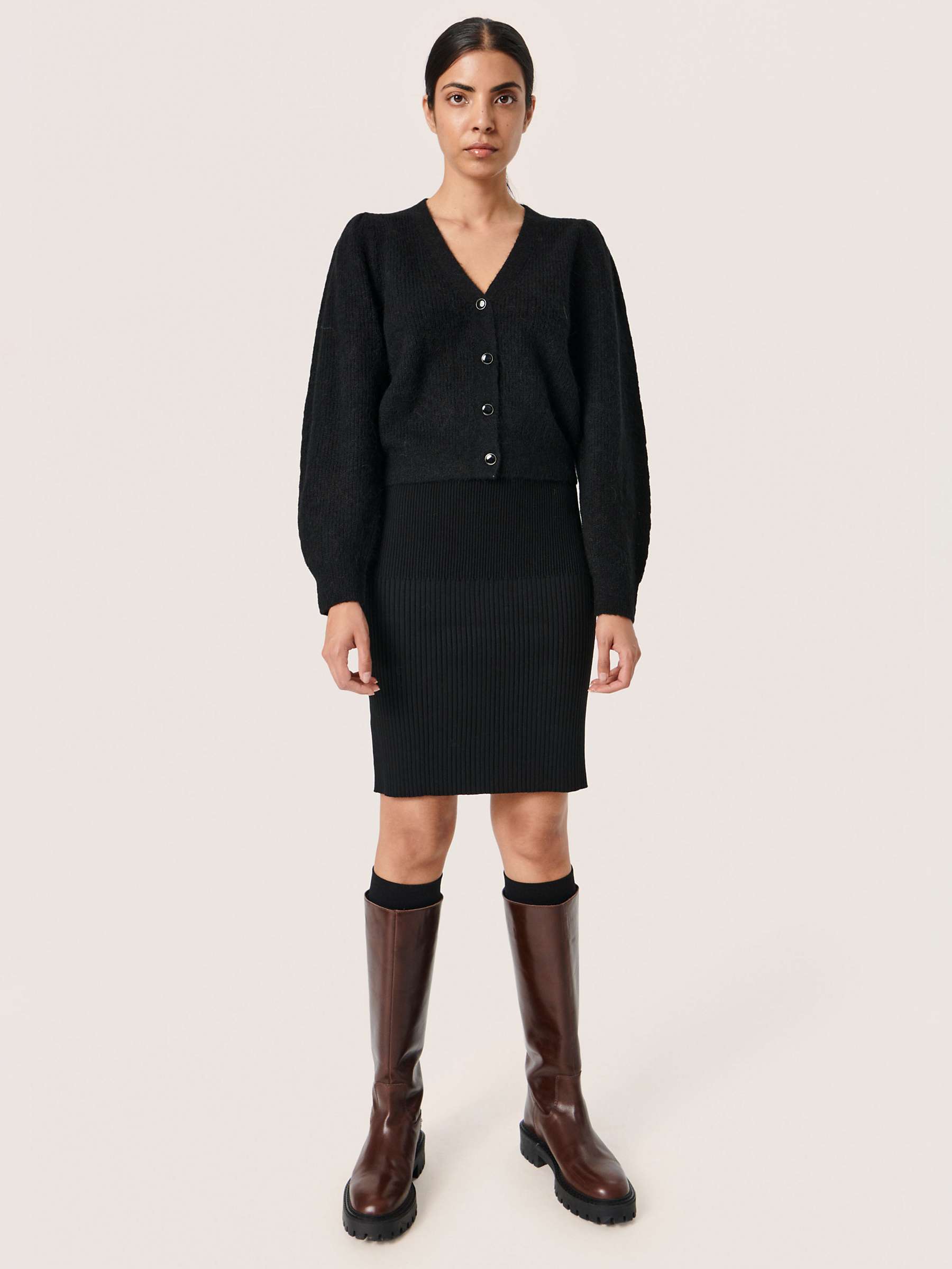 Buy Soaked In Luxury Tuesday V Neck Button Cardigan, Black Online at johnlewis.com