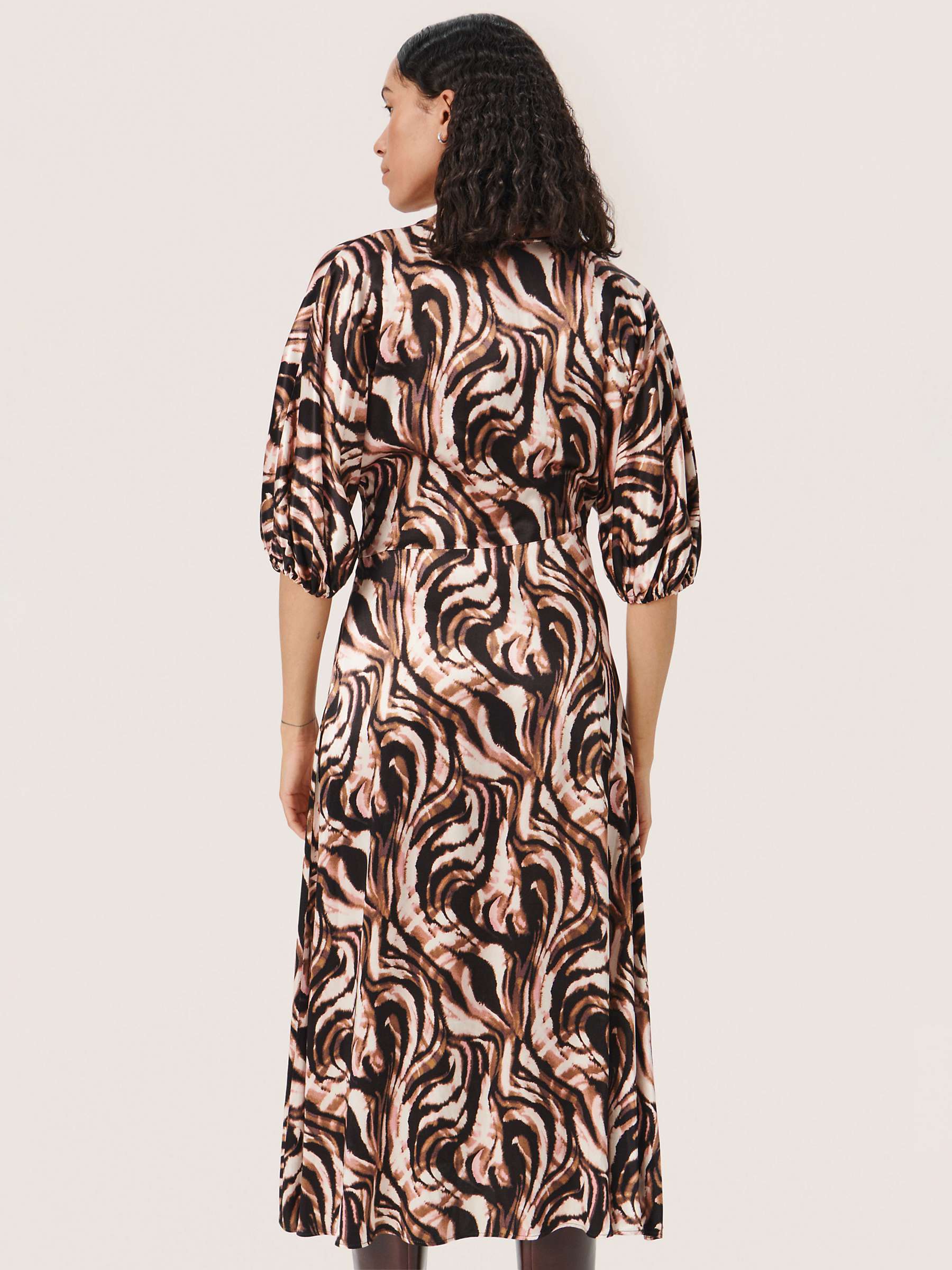 Buy Soaked In Luxury Leighton Evita Swirl Print Midi Dress, Hot Fudge Online at johnlewis.com