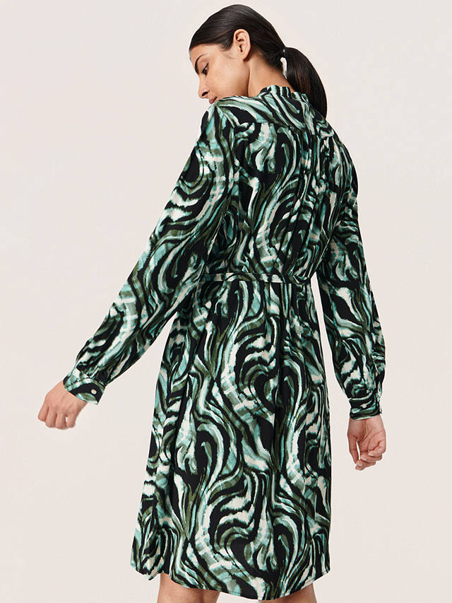 Soaked In Luxury Kenna Knee Length Shirt Dress, Kombu Green Swirl
